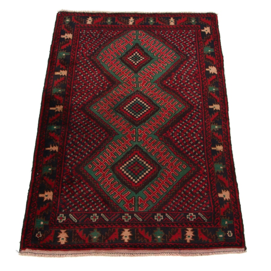 2'11 x 4'6 Hand-Knotted Persian Baluch Accent Rug, 2000s