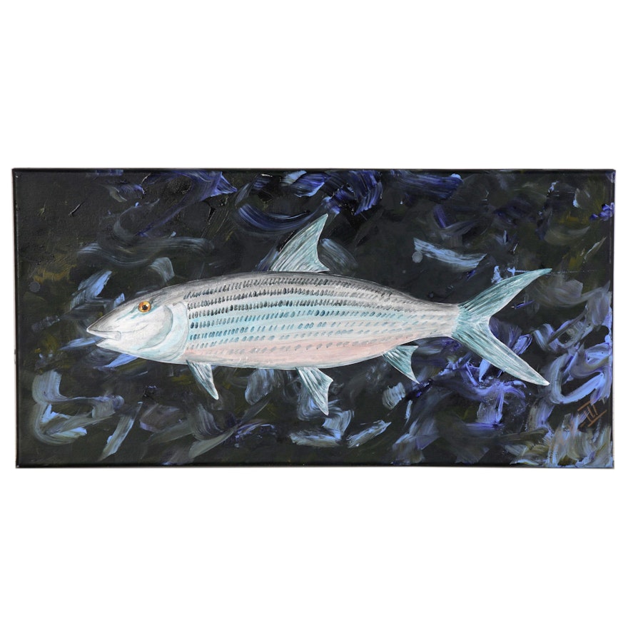 George McElveen Acrylic Painting of "BoneFish", 2020