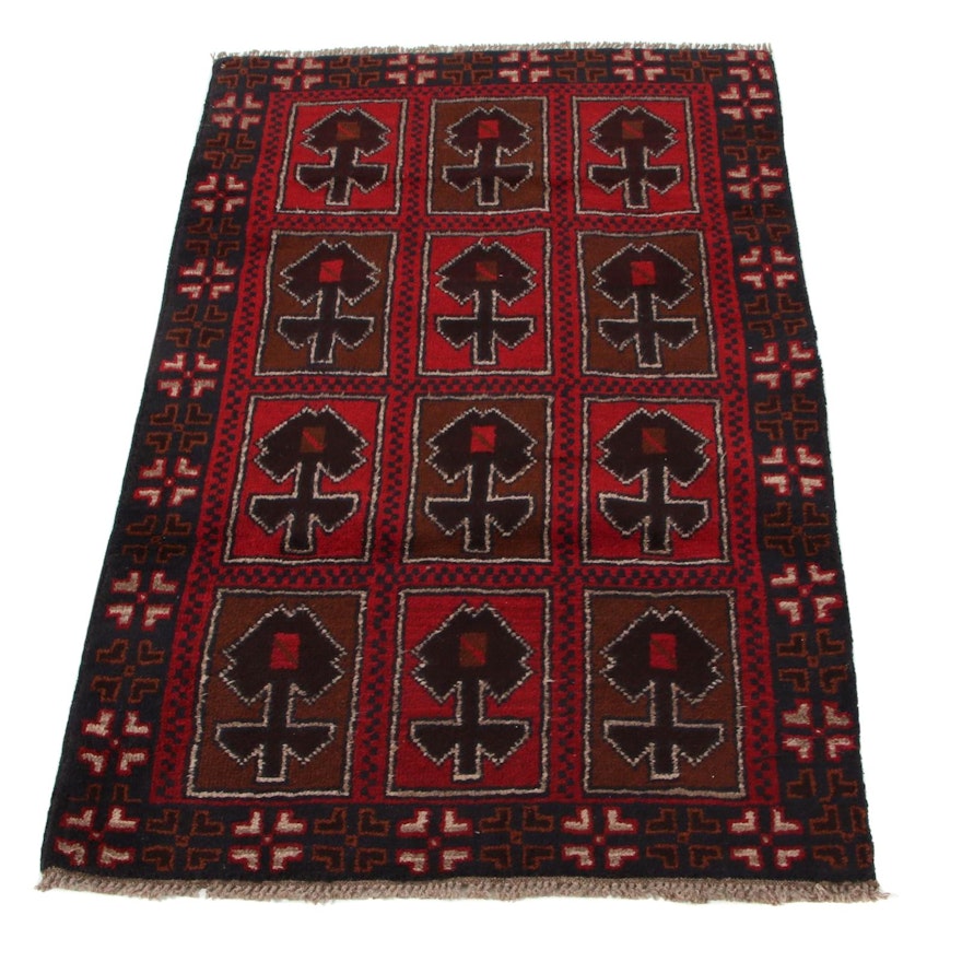 3' x 4'9 Hand-Knotted Afghan Turkmen Accent Rug, 2000s