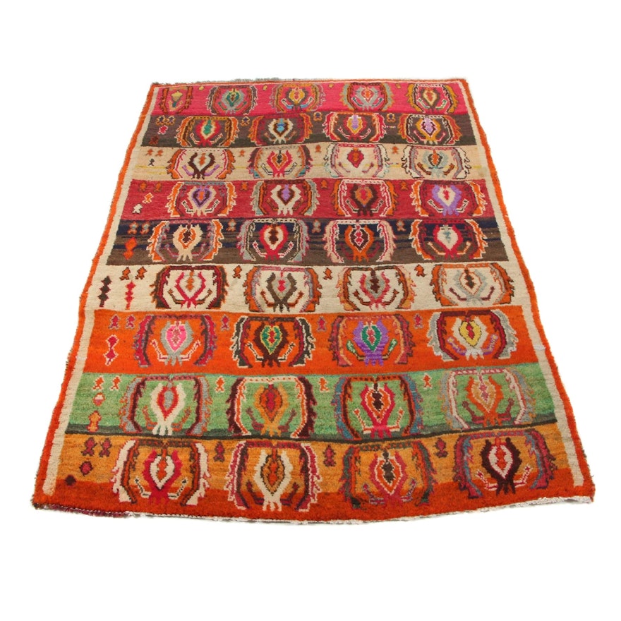 4'0 x 5'5 Hand-Knotted Persian Gabbeh Area Rug, 1940s