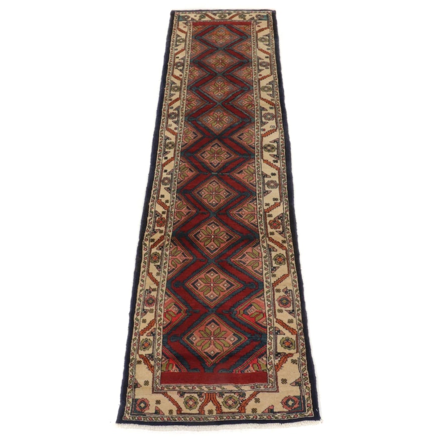 2'8 x 10'7 Hand-Knotted Persian Hamadan Carpet Runner