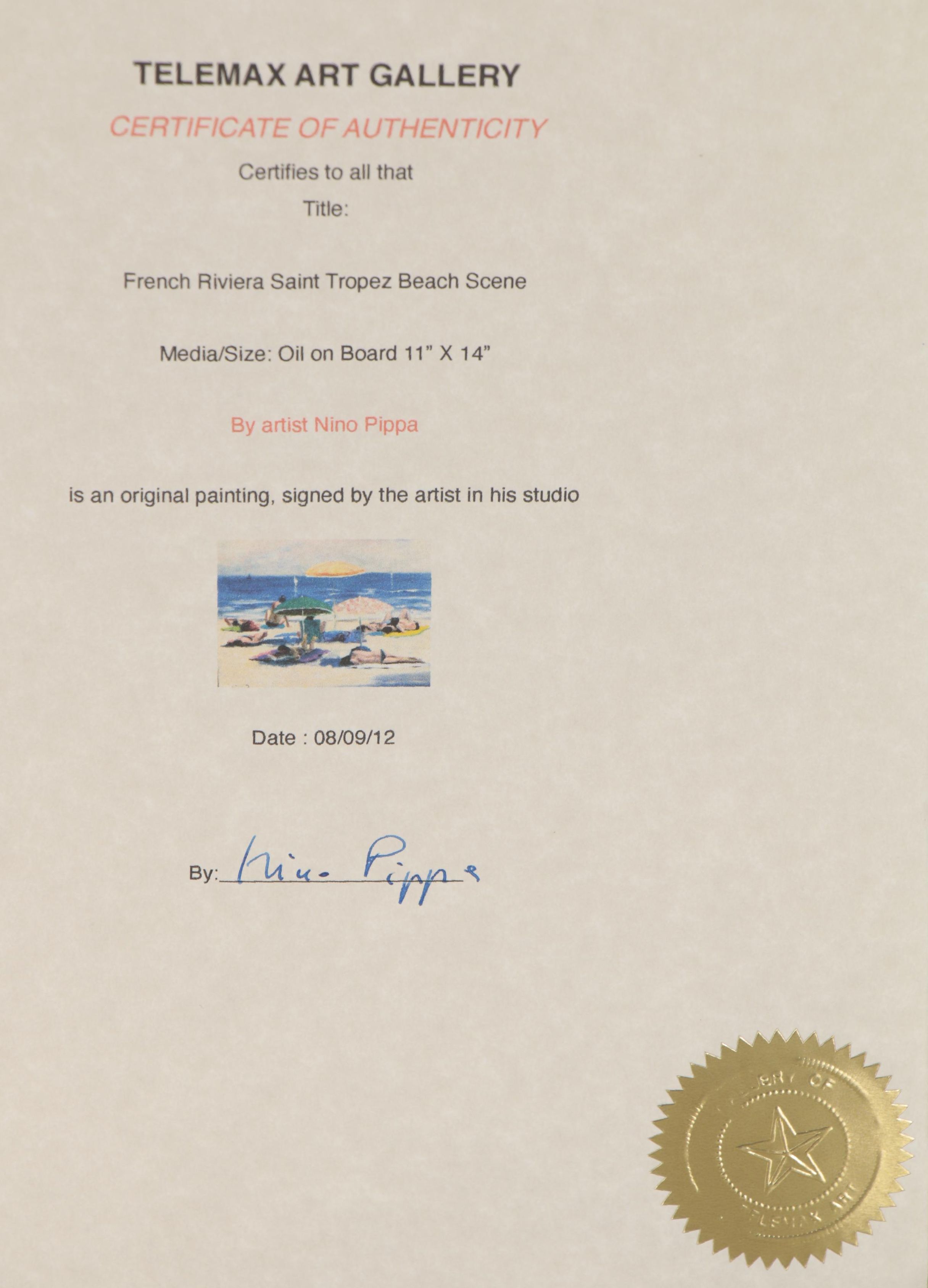 Nino Pippa Oil Painting "French Riviera - St. Tropez Beach Scene," 2012