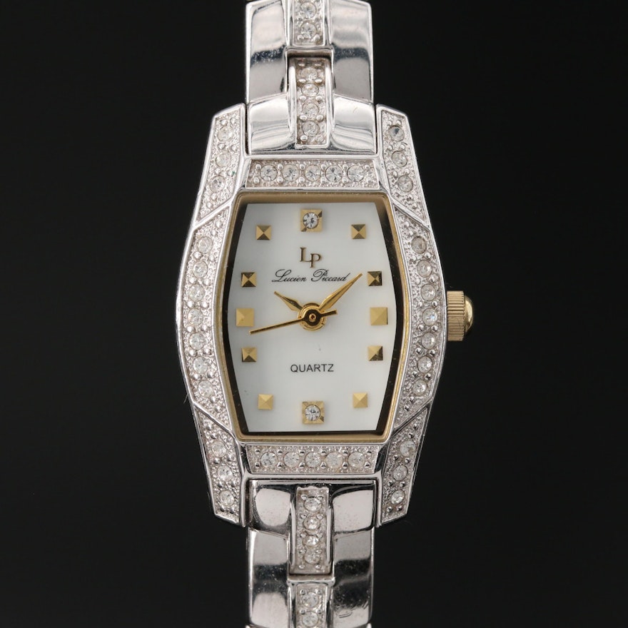 Lucien Piccard Glass Crytal Accented Wristwatch