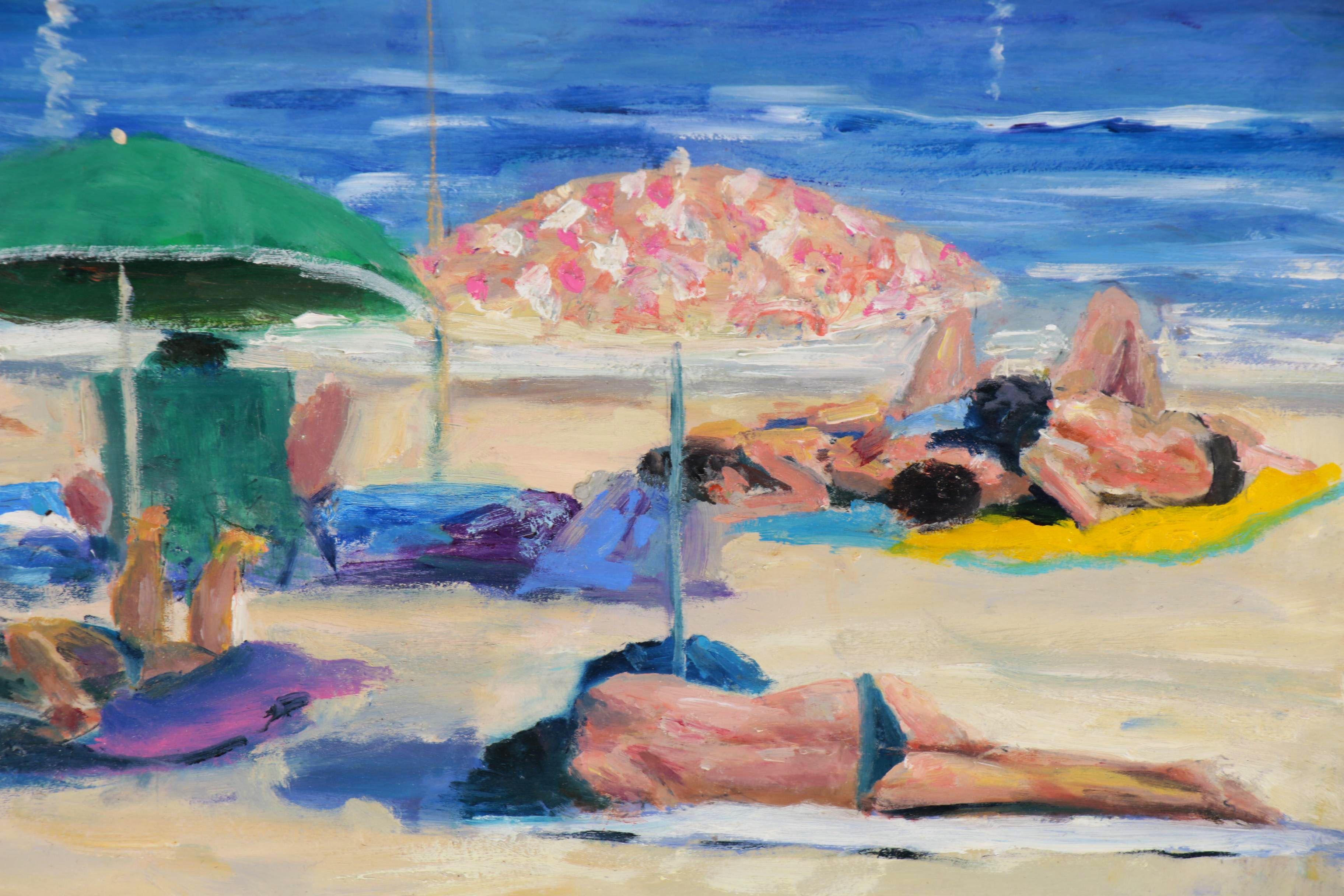 Nino Pippa Oil Painting "French Riviera - St. Tropez Beach Scene," 2012