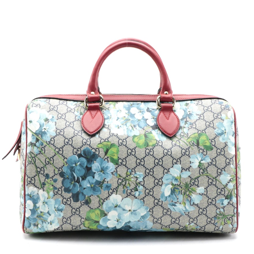 Gucci Two Way Boston Bag in Blooms Print GG Coated Canvas