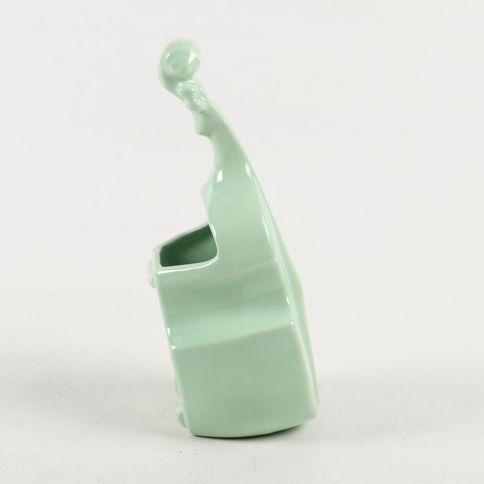 Hull Pottery Figural Telephone and Cello Planters with Ceramic Elephant Planter