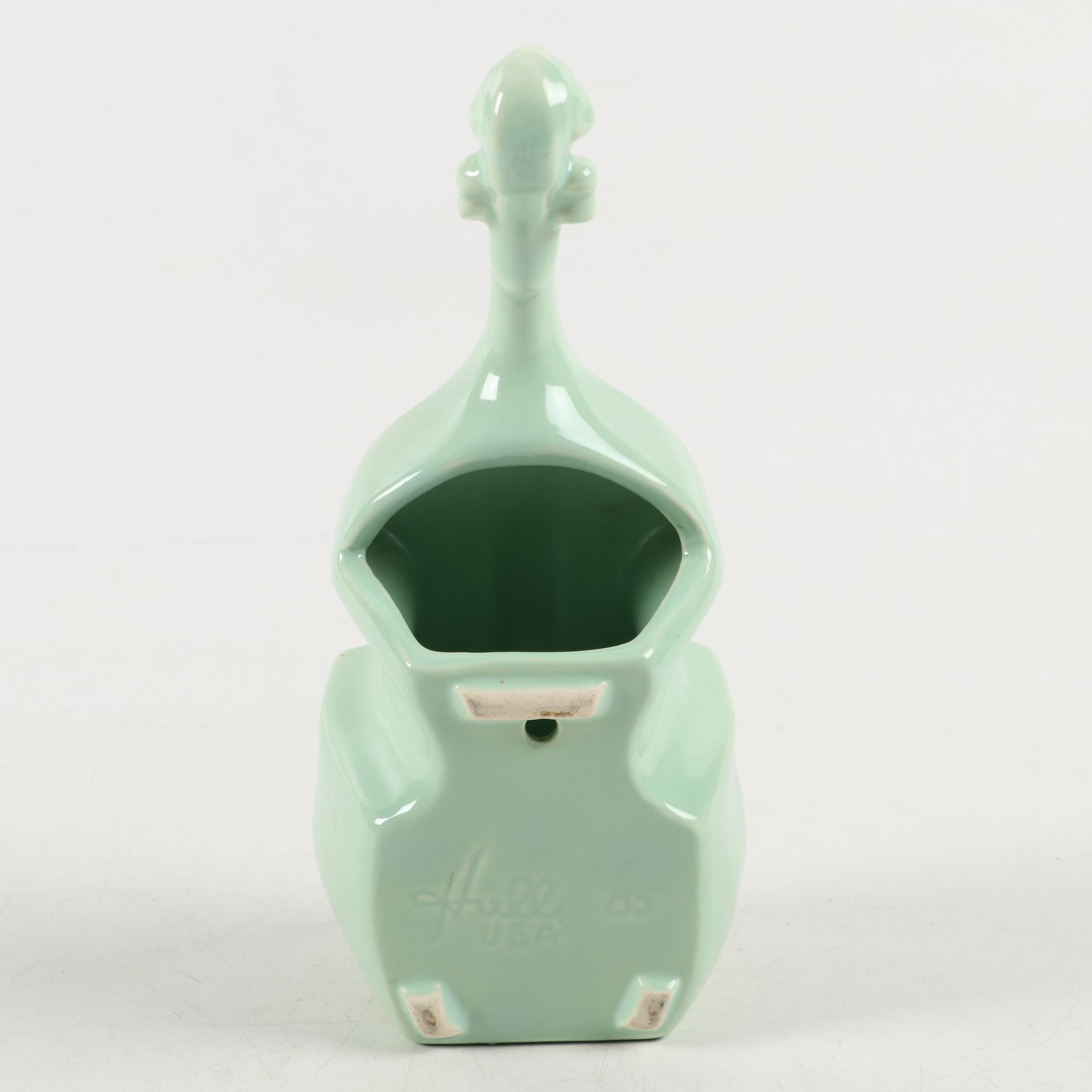 Hull Pottery Figural Telephone and Cello Planters with Ceramic Elephant Planter