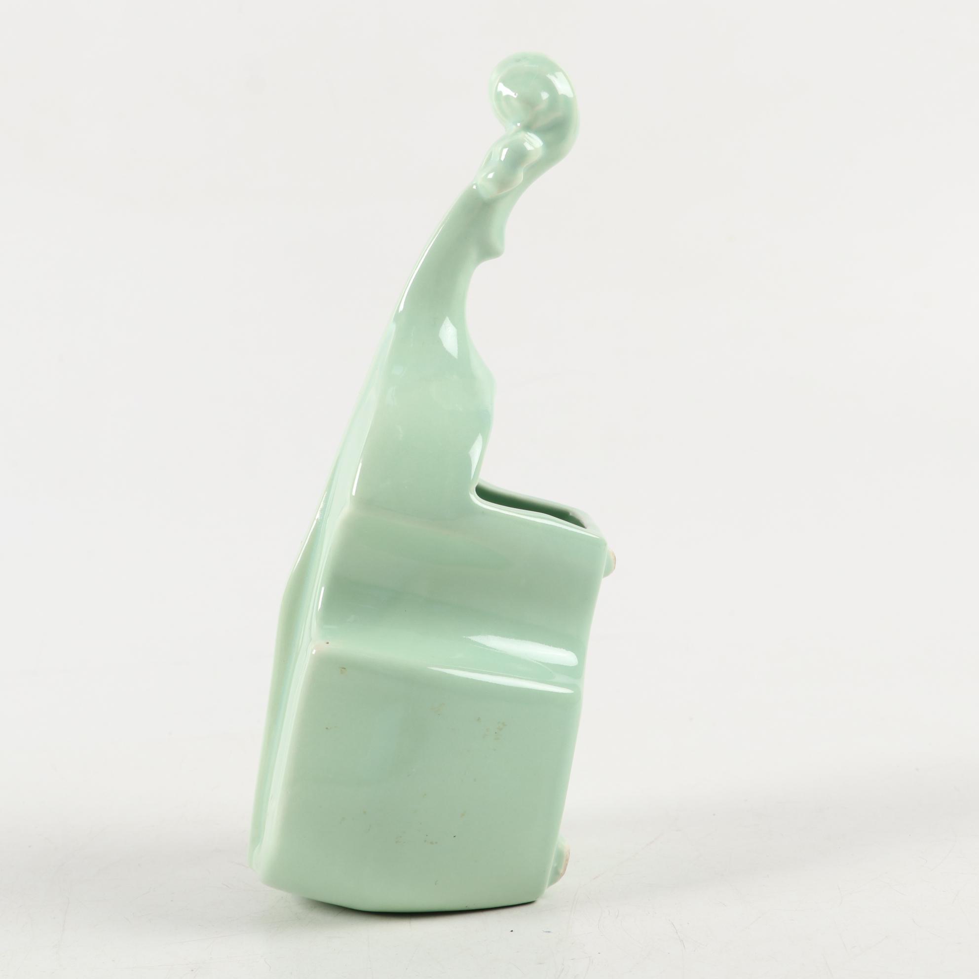 Hull Pottery Figural Telephone and Cello Planters with Ceramic Elephant Planter