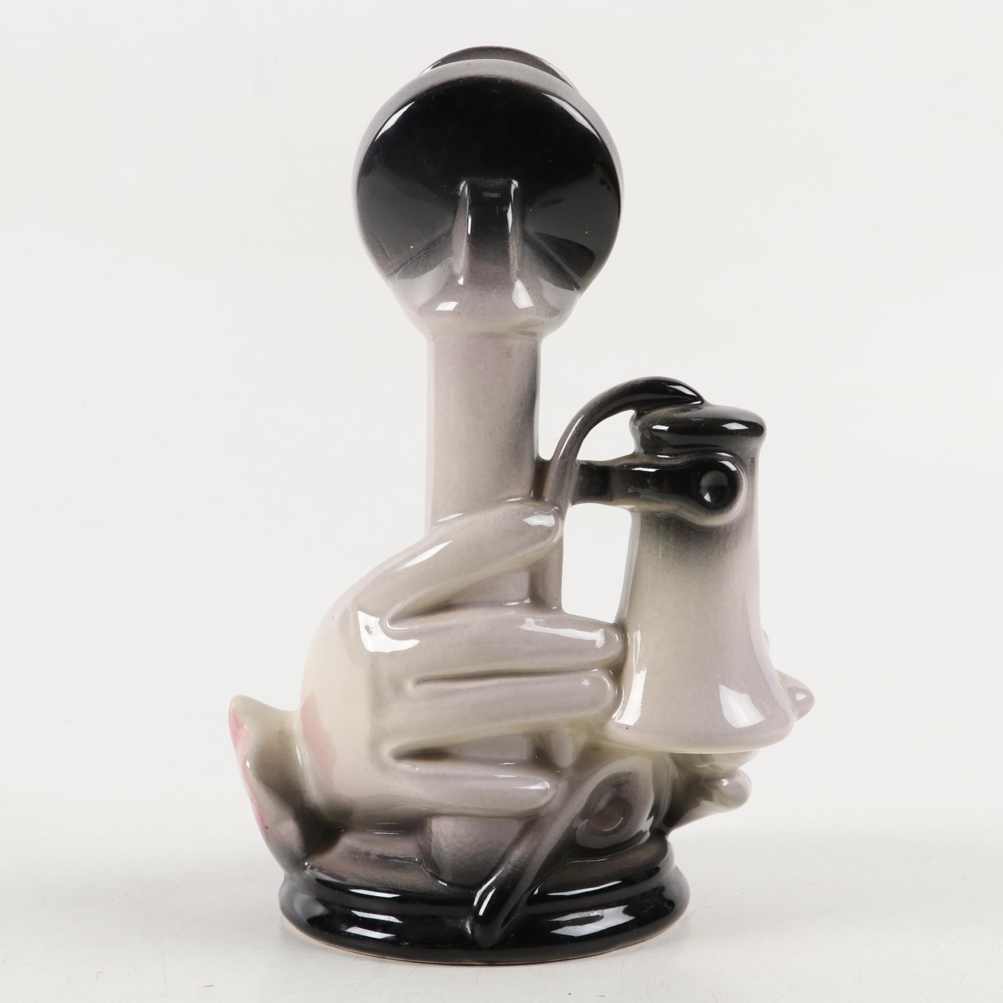 Hull Pottery Figural Telephone and Cello Planters with Ceramic Elephant Planter