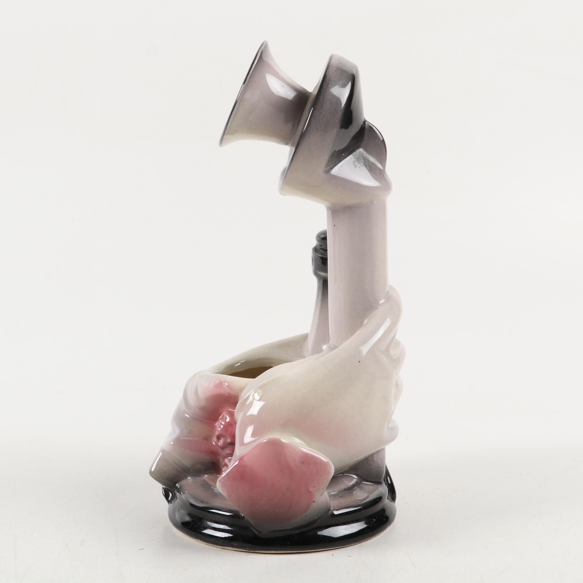 Hull Pottery Figural Telephone and Cello Planters with Ceramic Elephant Planter