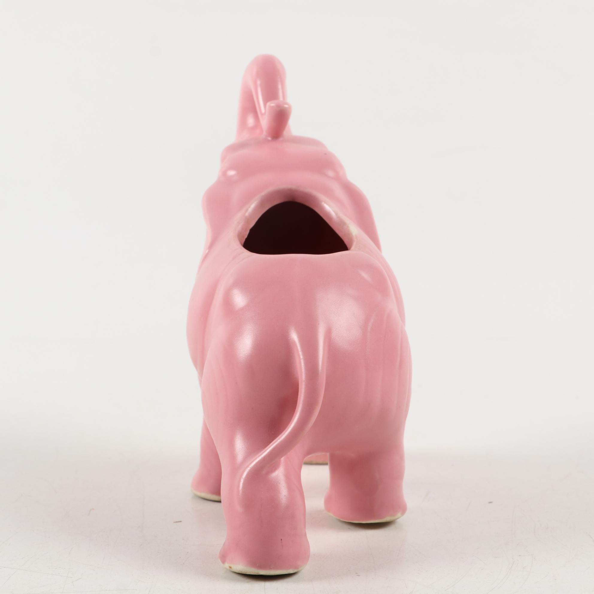 Hull Pottery Figural Telephone and Cello Planters with Ceramic Elephant Planter