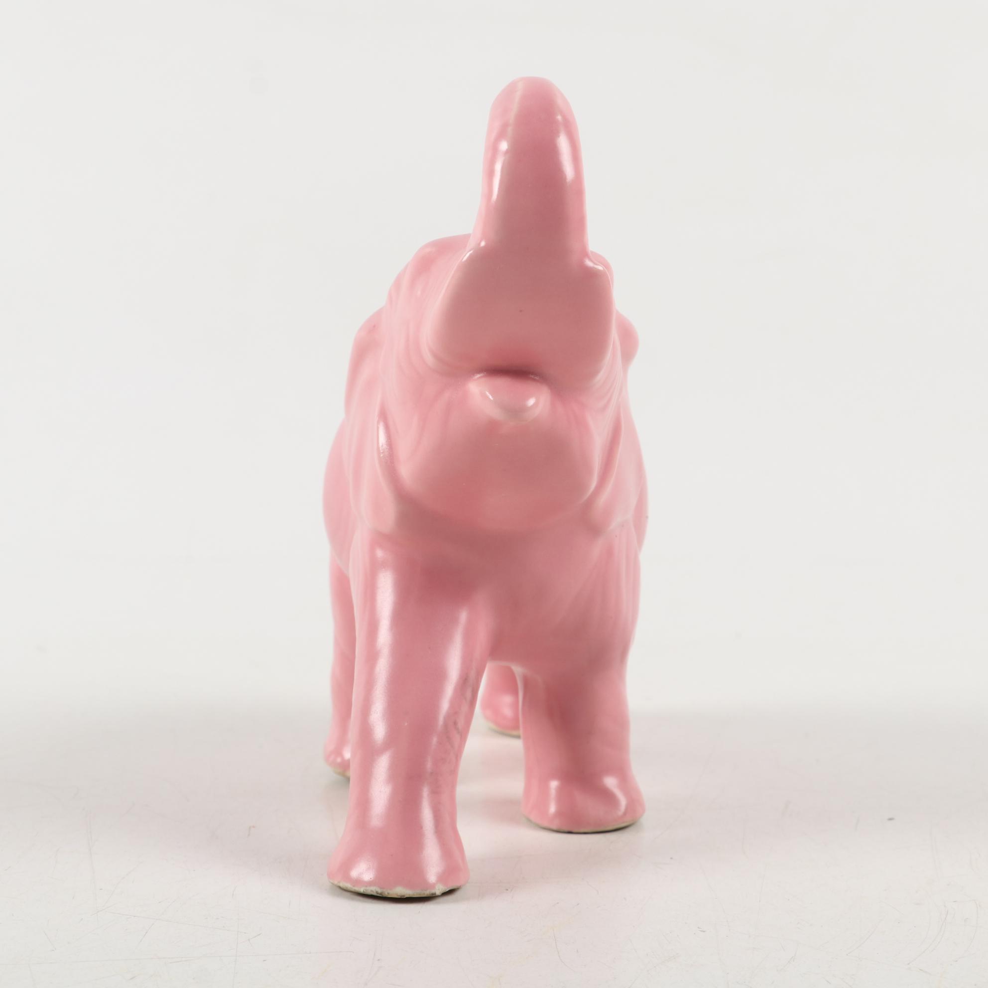 Hull Pottery Figural Telephone and Cello Planters with Ceramic Elephant Planter