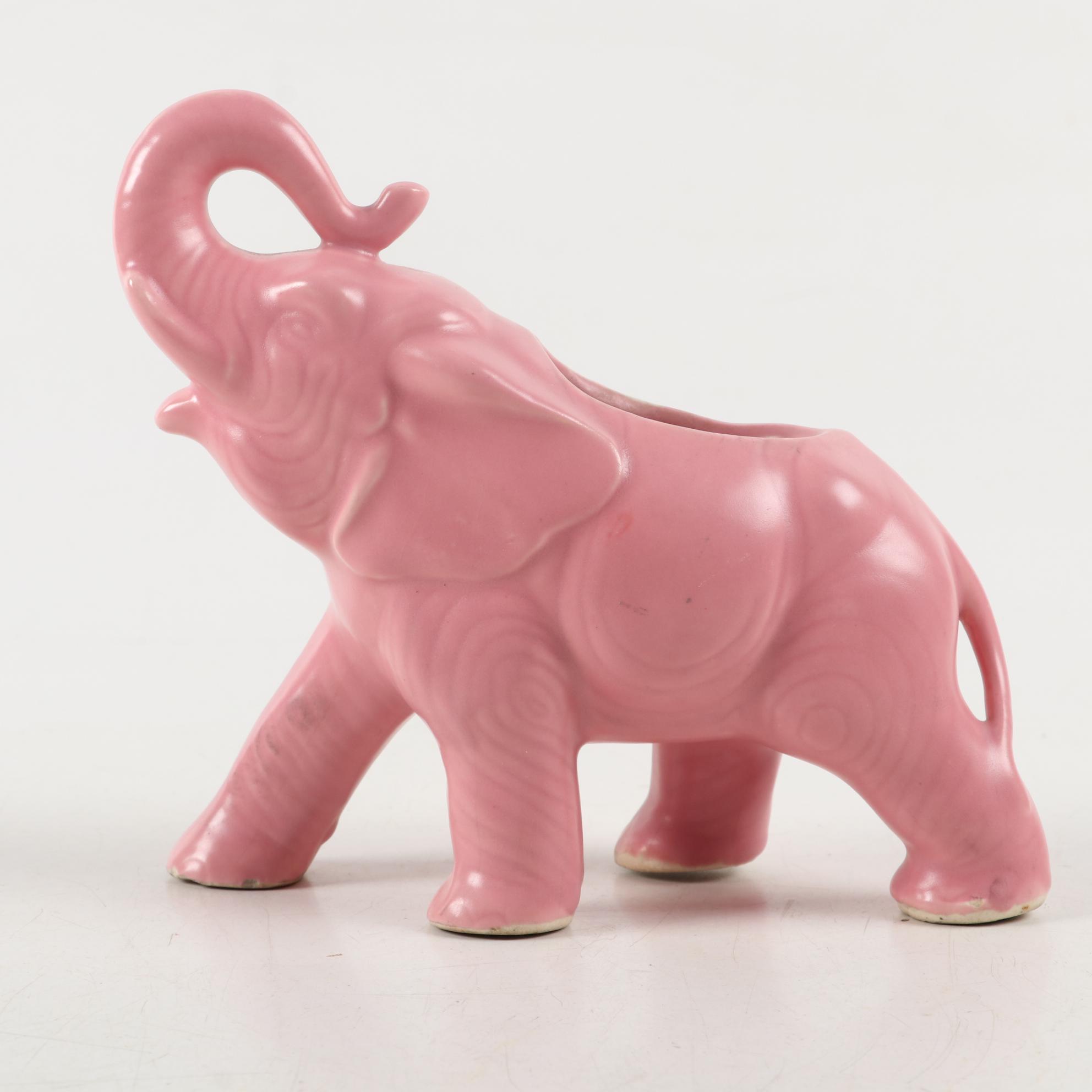 Hull Pottery Figural Telephone and Cello Planters with Ceramic Elephant Planter