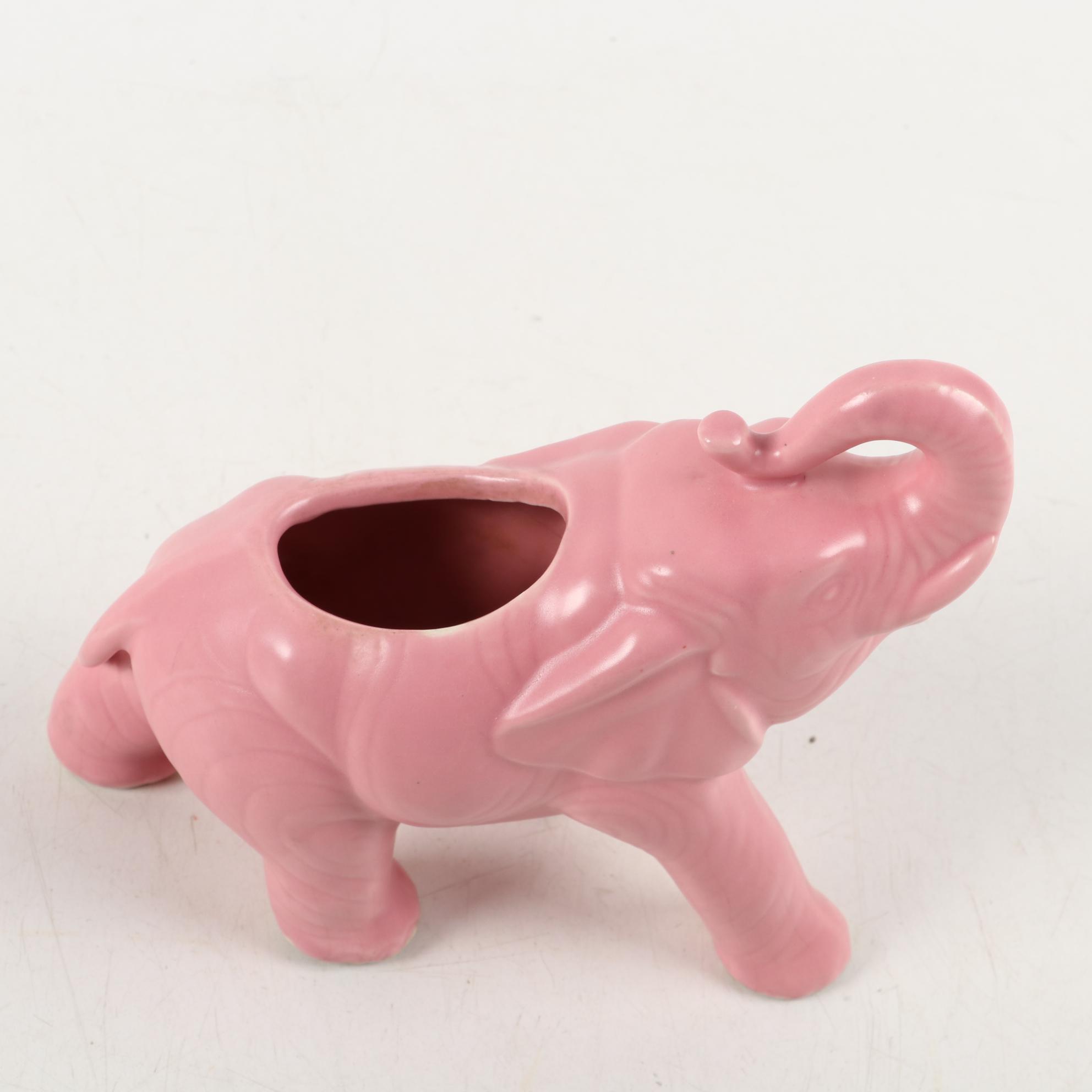 Hull Pottery Figural Telephone and Cello Planters with Ceramic Elephant Planter