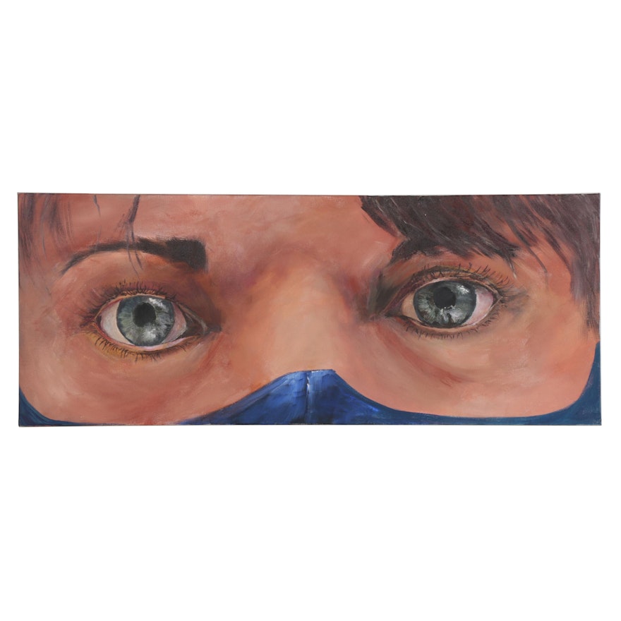 Jim Conroy Oil Painting of Blue Eyes, 21st Century