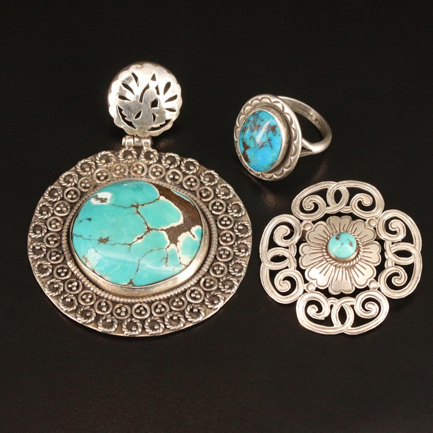 Southwestern Style Sterling Silver and Turquoise Jewelry