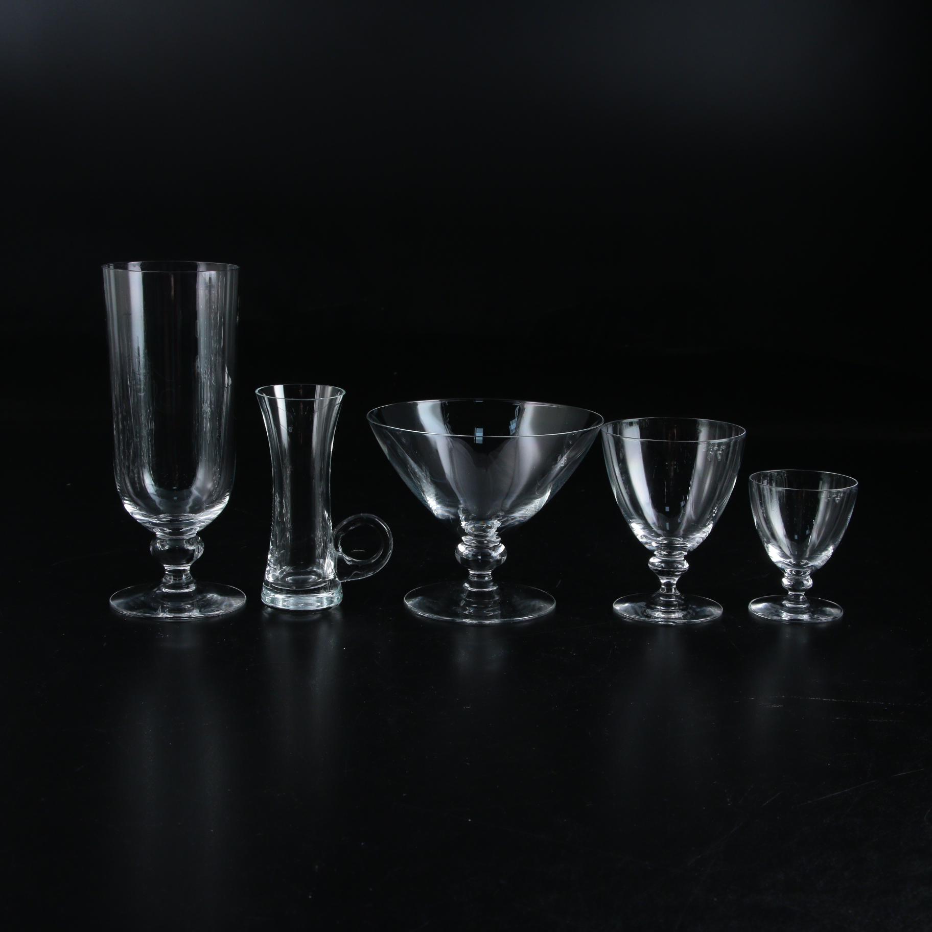 Liqueur and Champagne Glasses with Sherbet Dishes and Others