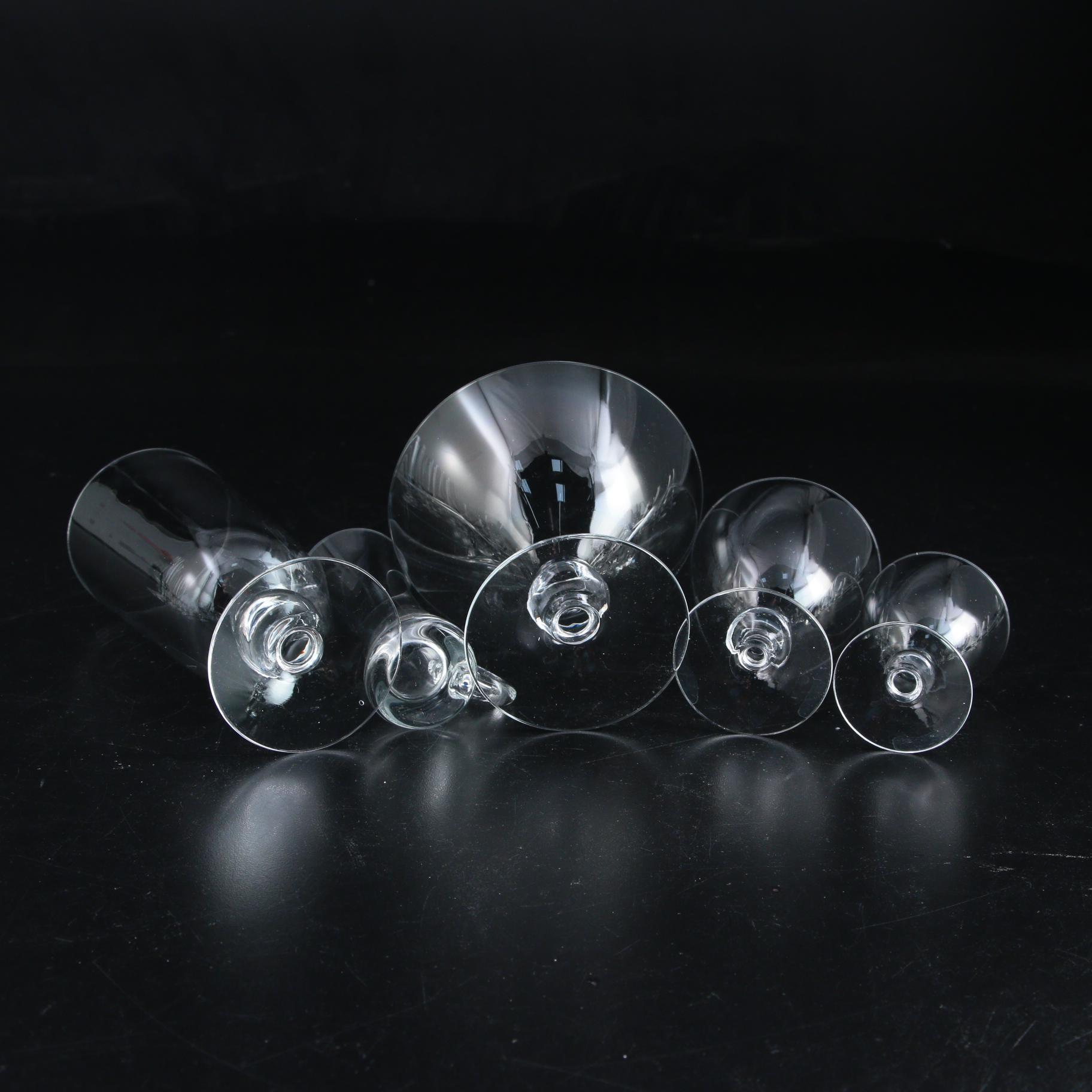 Liqueur and Champagne Glasses with Sherbet Dishes and Others