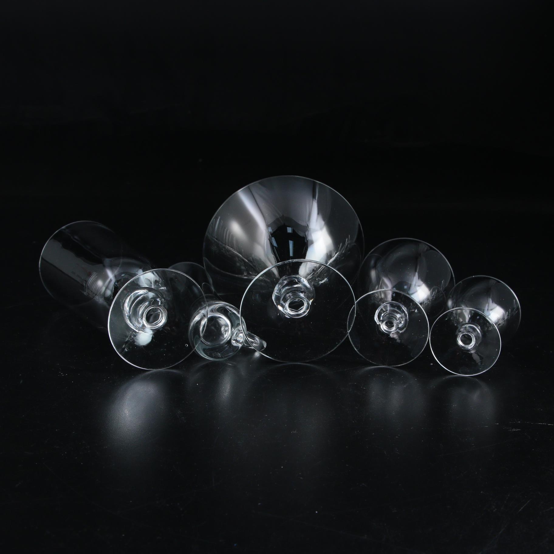 Liqueur and Champagne Glasses with Sherbet Dishes and Others