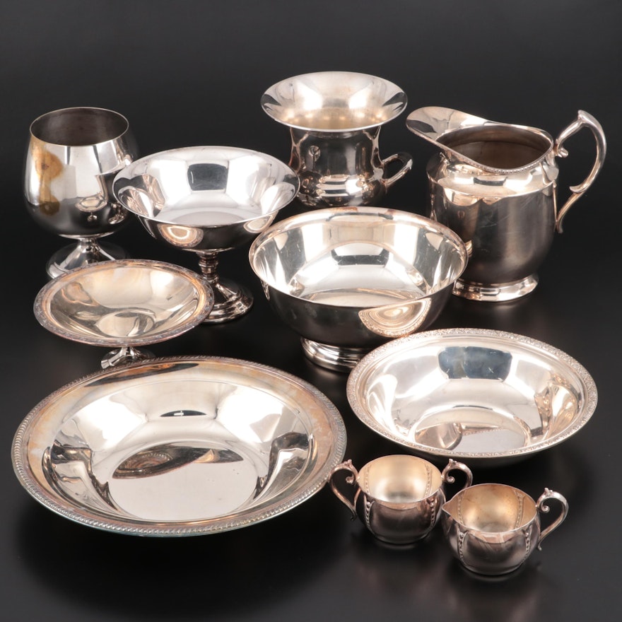 Alvin Sterling Silver and Other Silver Plate Tableware, Mid-Late 20th Century