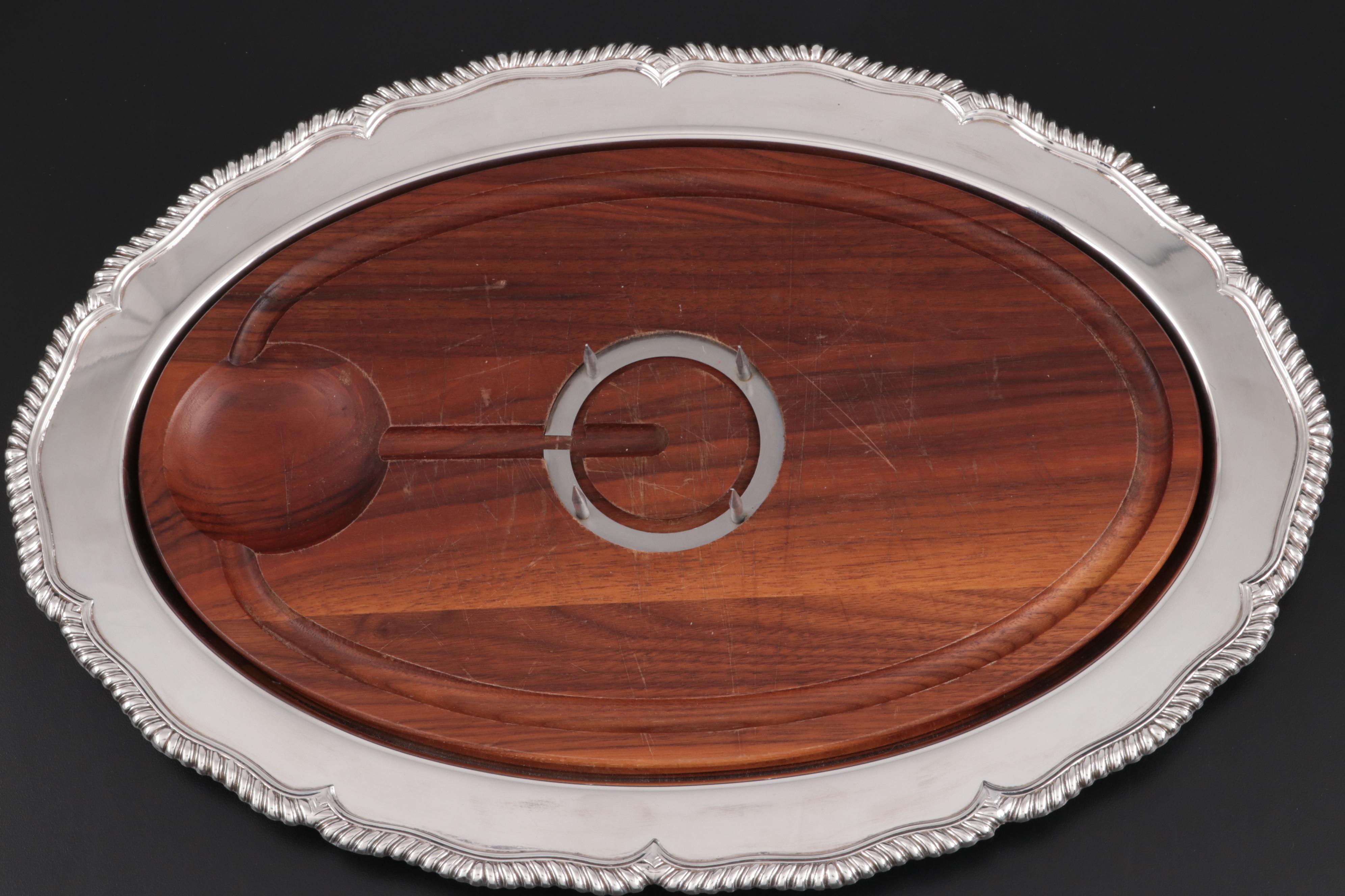 Webster & Wilcox Silver Plate Meat Carving Platter and Other Serveware