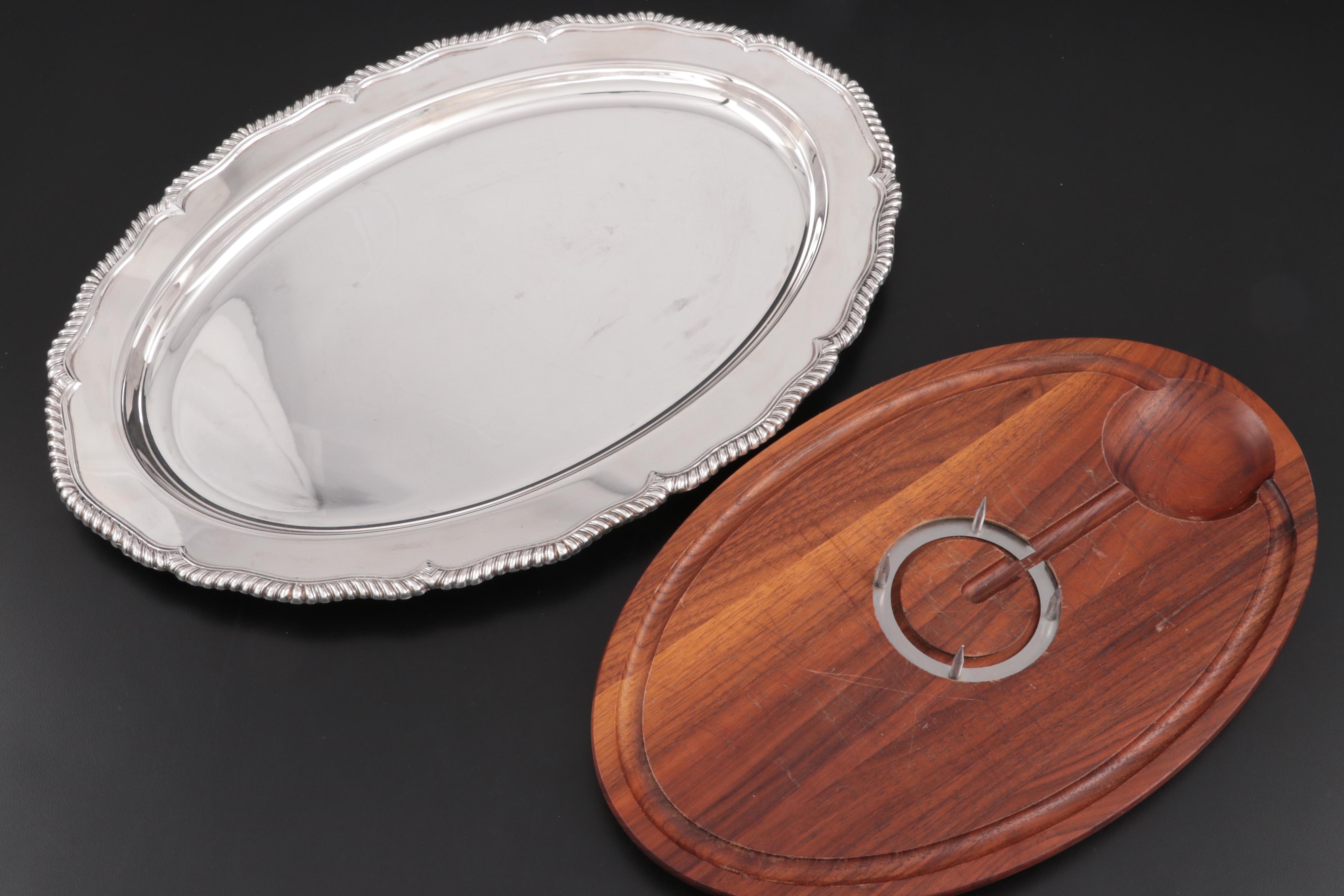 Webster & Wilcox Silver Plate Meat Carving Platter and Other Serveware