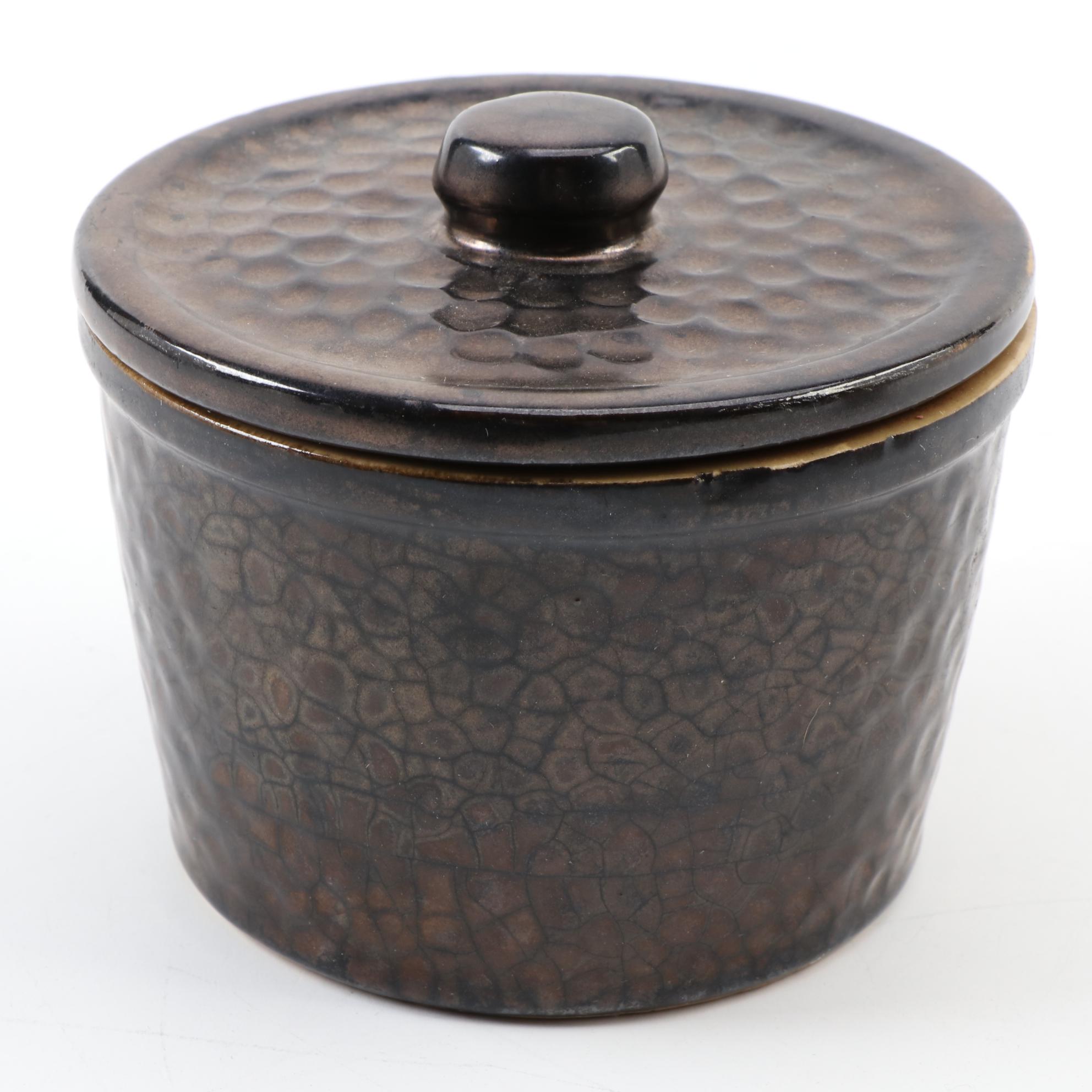 McCoy Cauldron Jardinière and Cookie Jar with Sango "Eclipse Brown" Pitcher