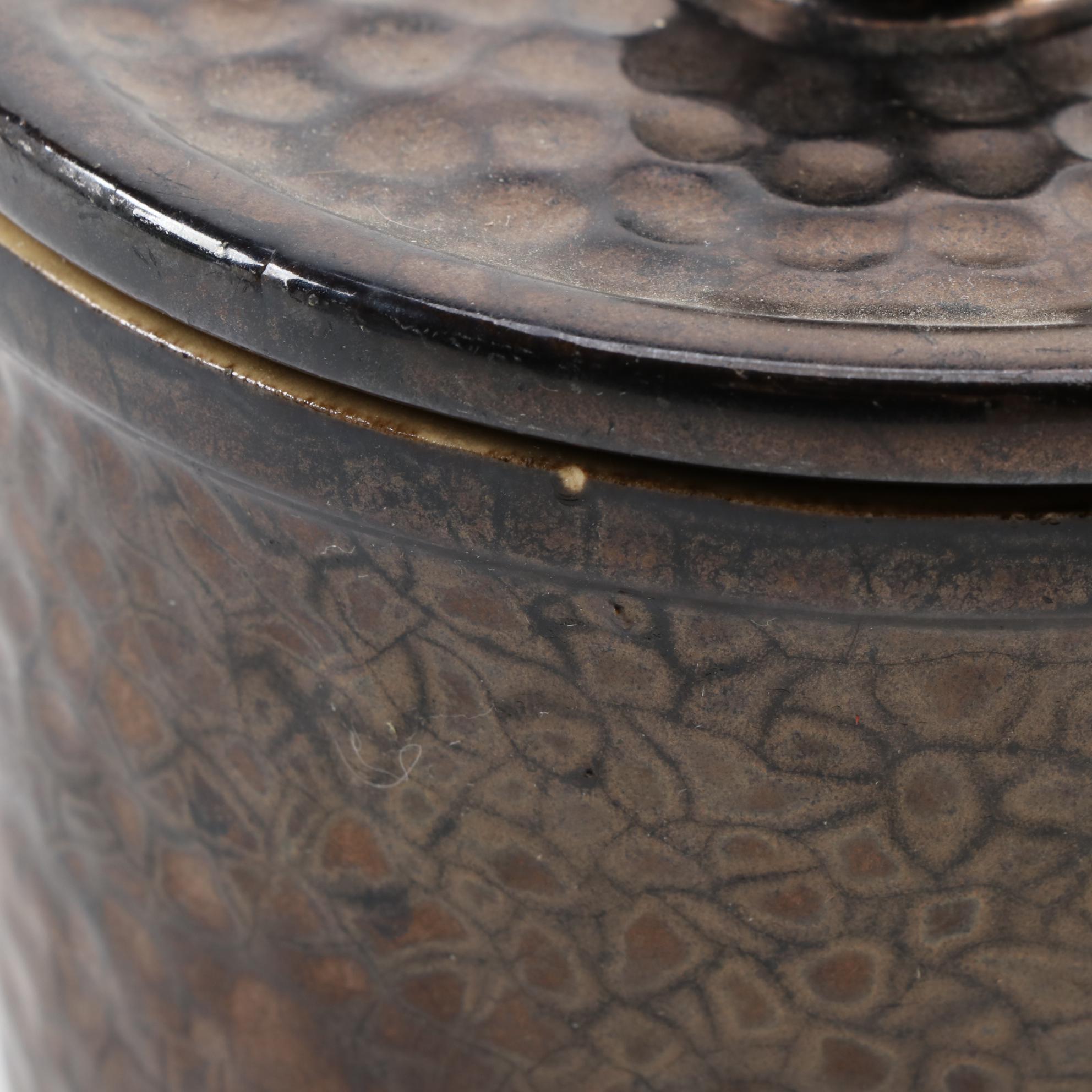 McCoy Cauldron Jardinière and Cookie Jar with Sango "Eclipse Brown" Pitcher