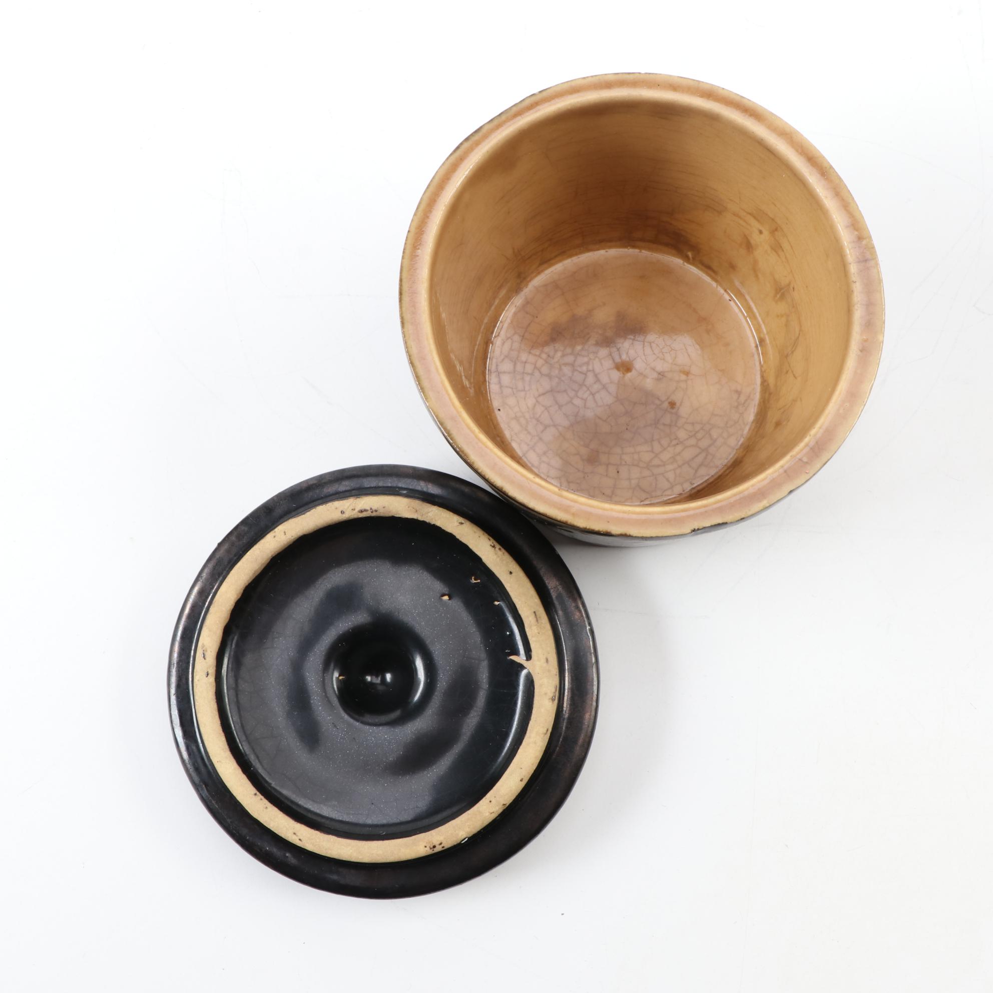 McCoy Cauldron Jardinière and Cookie Jar with Sango "Eclipse Brown" Pitcher