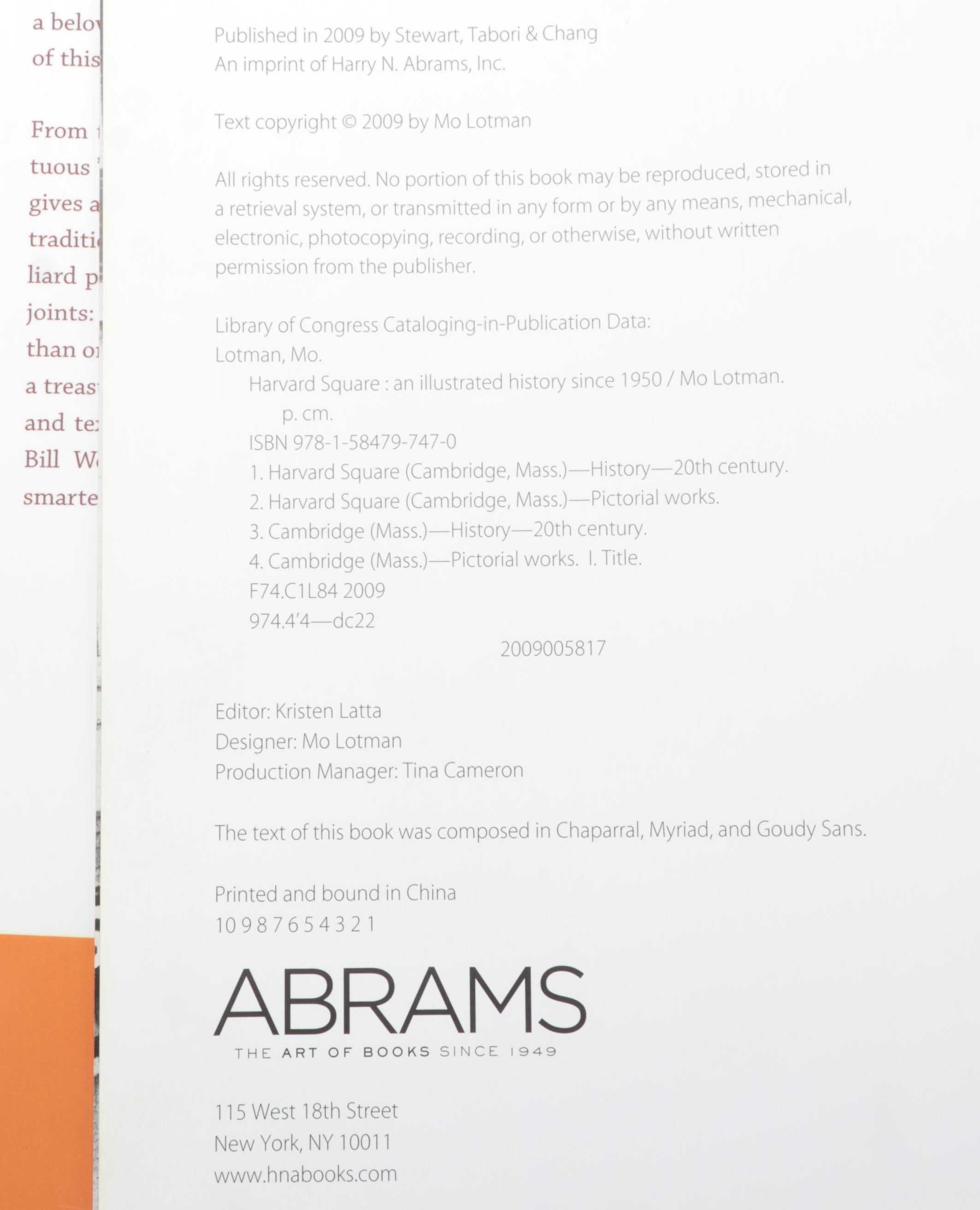 First Edition "Harvard Square: An Illustrated History Since 1950" by Mo Lotman