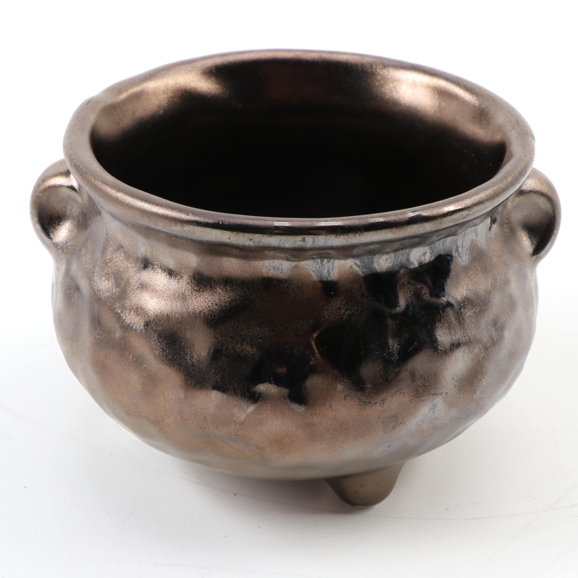 McCoy Cauldron Jardinière and Cookie Jar with Sango "Eclipse Brown" Pitcher