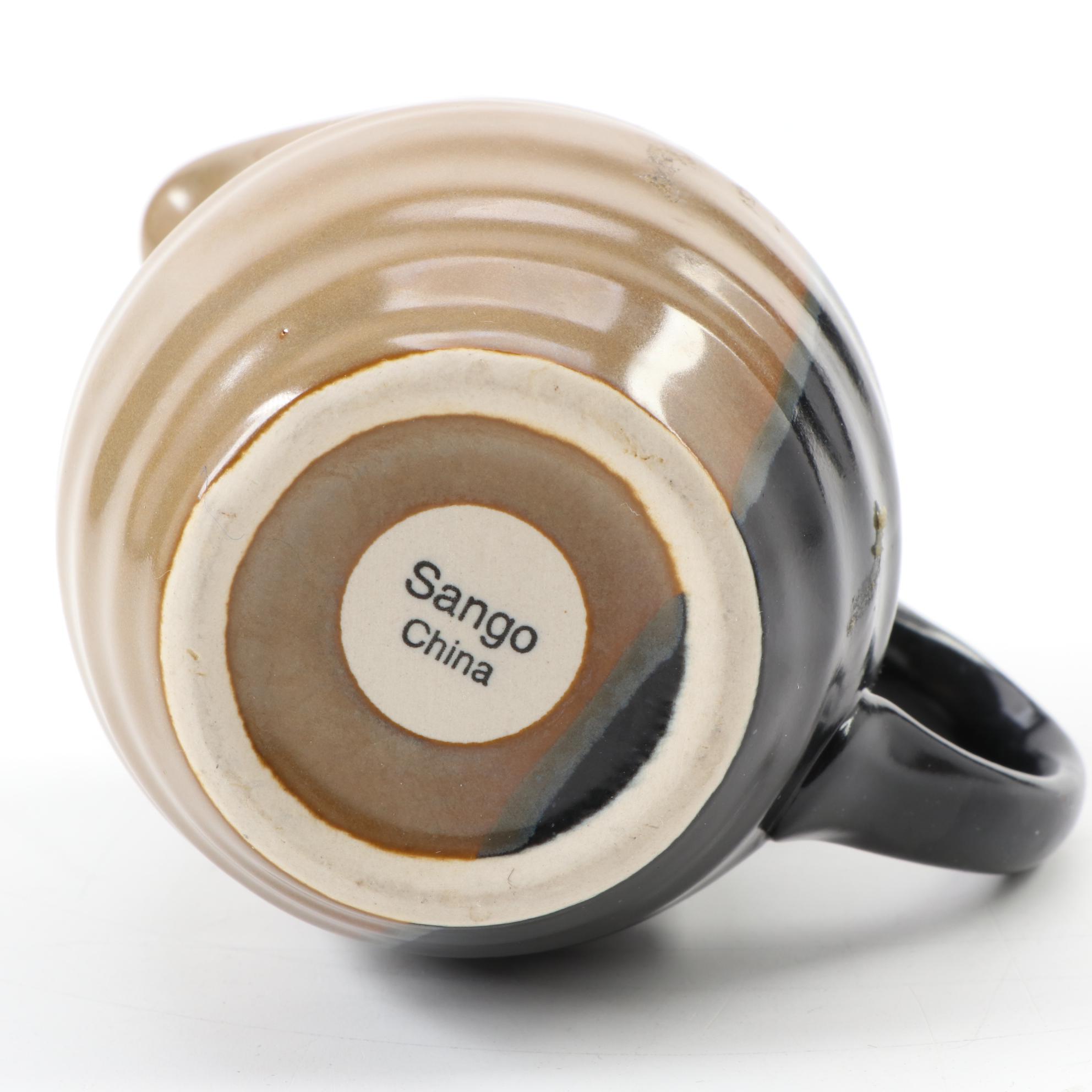 McCoy Cauldron Jardinière and Cookie Jar with Sango "Eclipse Brown" Pitcher