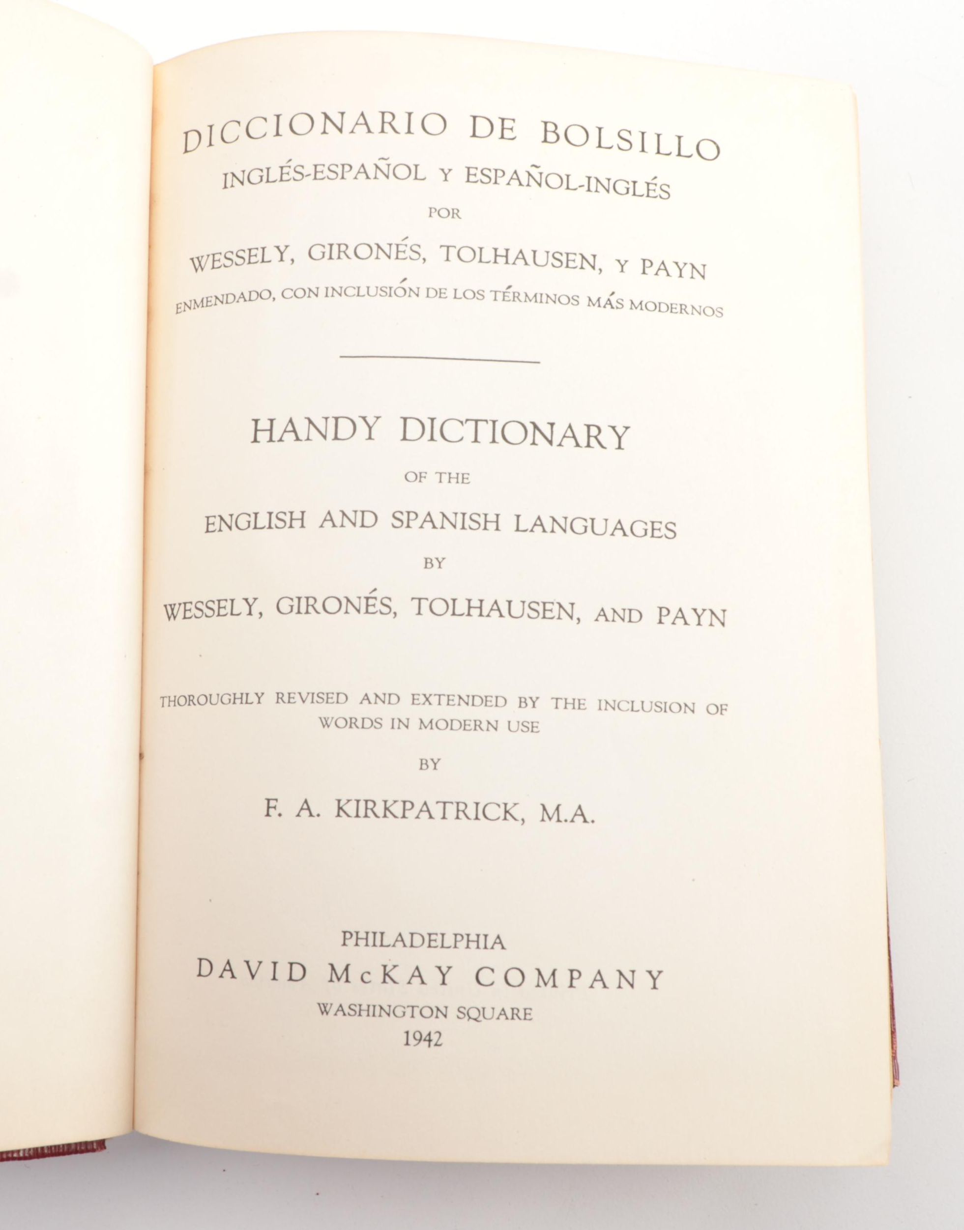 Latin-English and Spanish-English "New Handy Dictionaries," 1942–1943