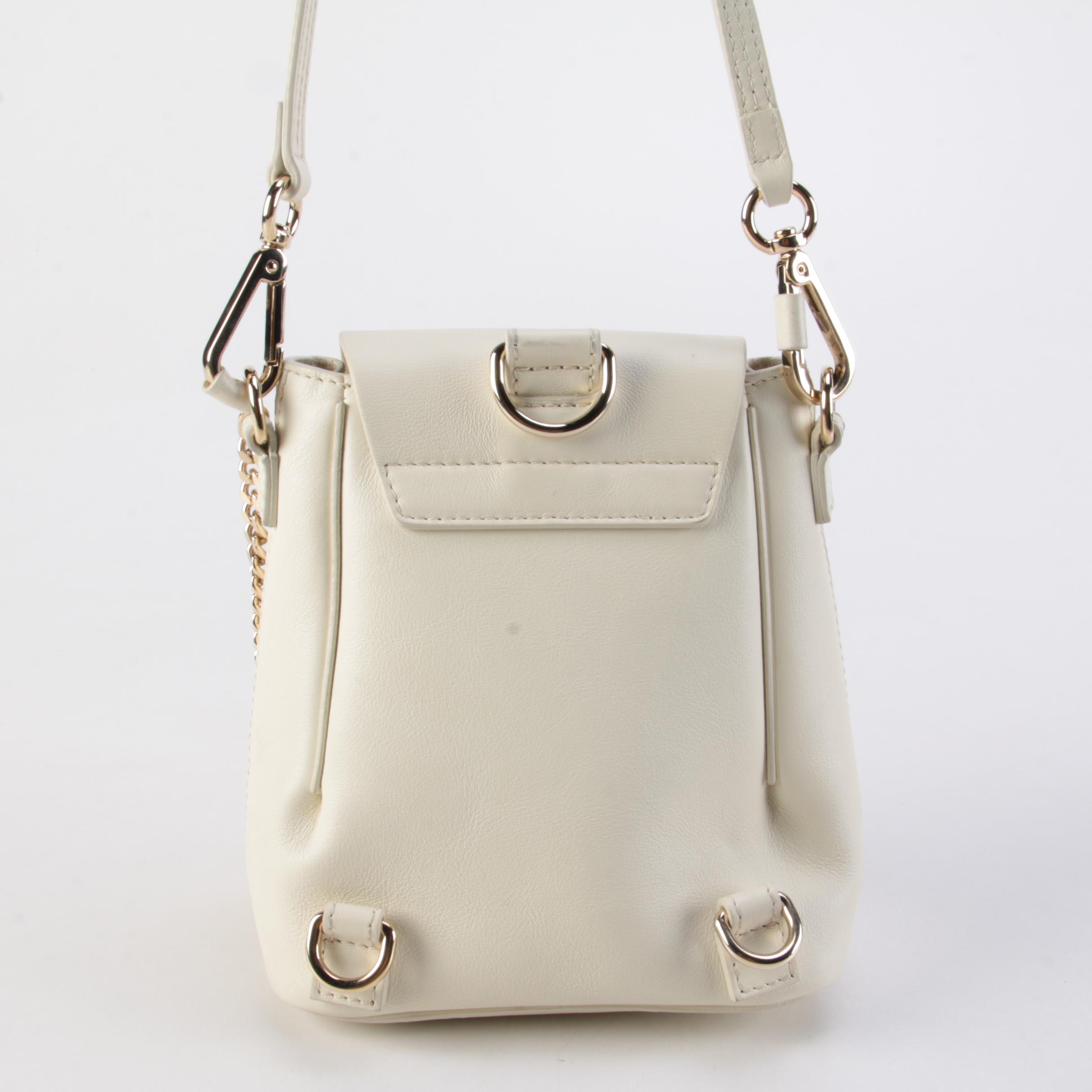 Chloé Faye Mini Backpack Purse in Off-White Quilted Leather