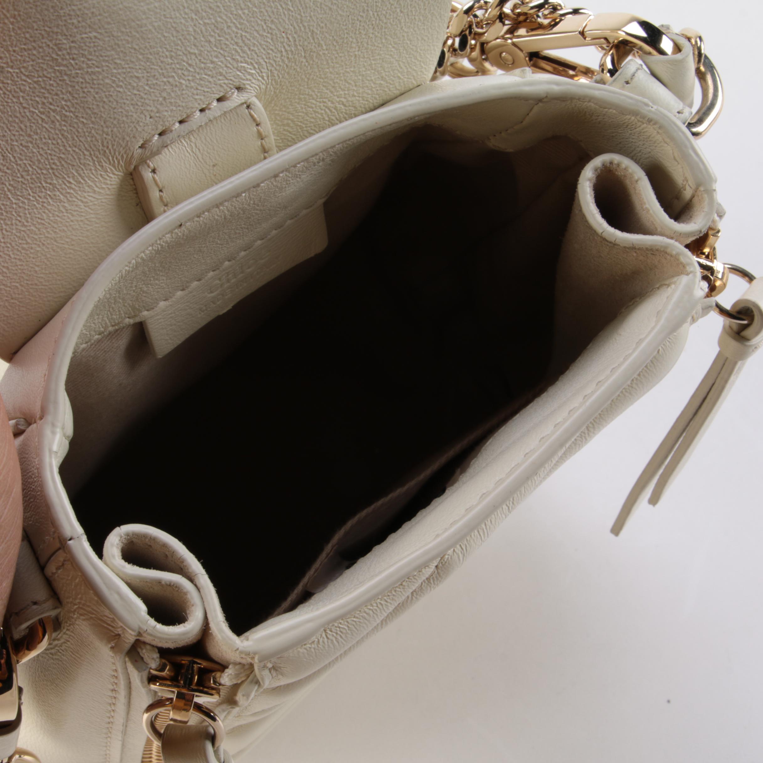 Chloé Faye Mini Backpack Purse in Off-White Quilted Leather