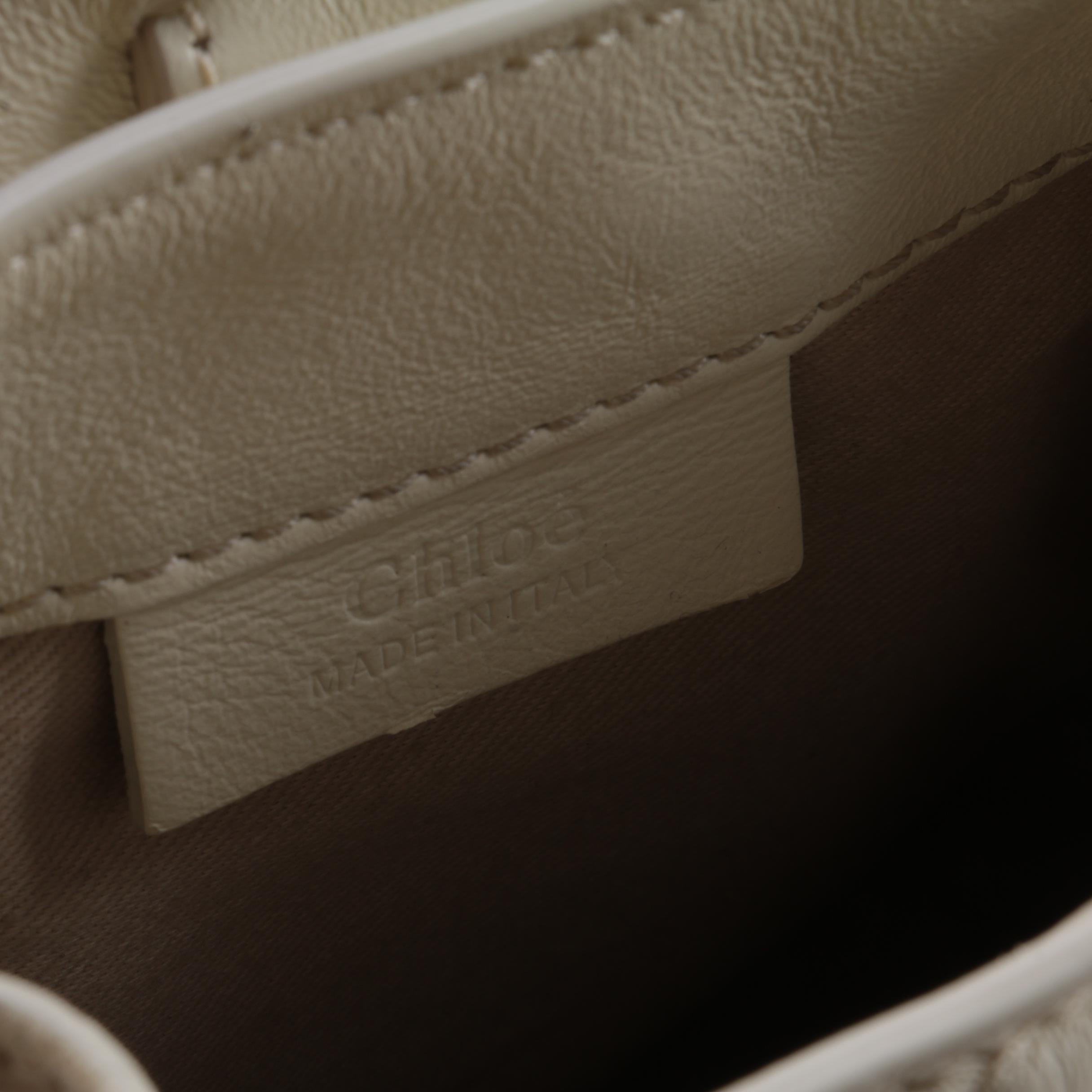 Chloé Faye Mini Backpack Purse in Off-White Quilted Leather