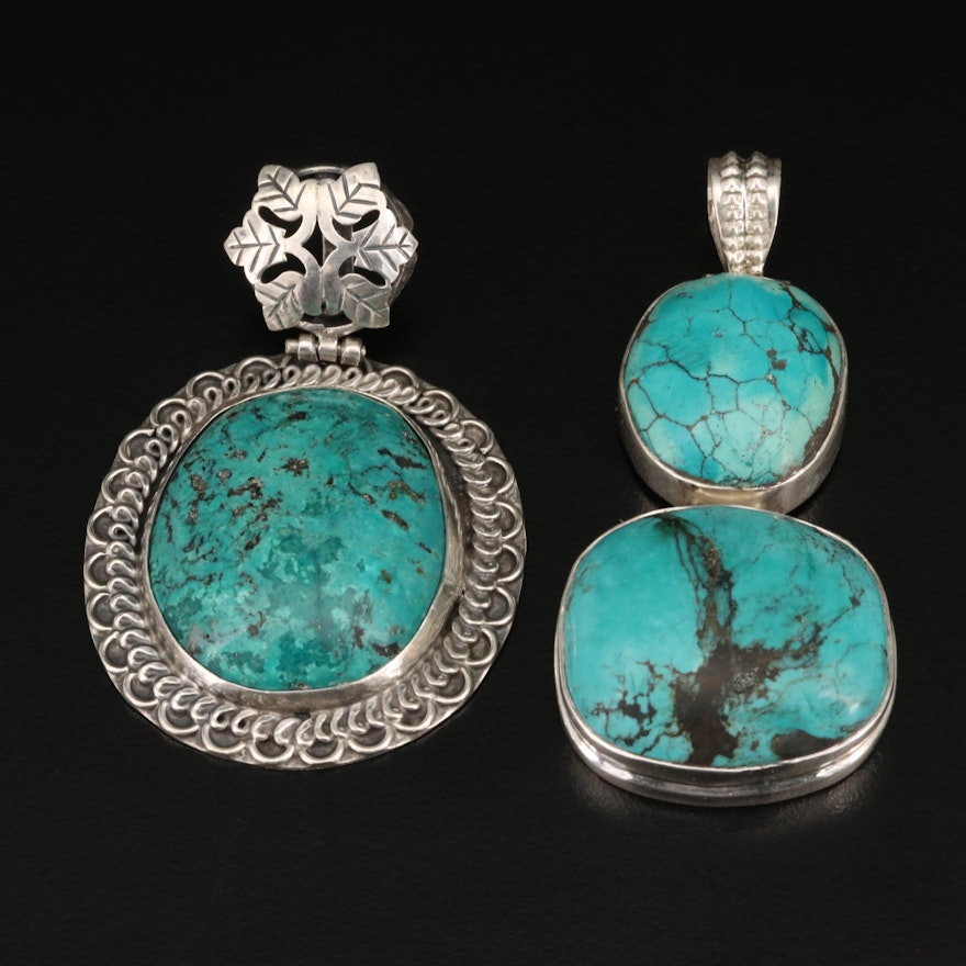 Sterling and 800 Silver Turquoise Pendants