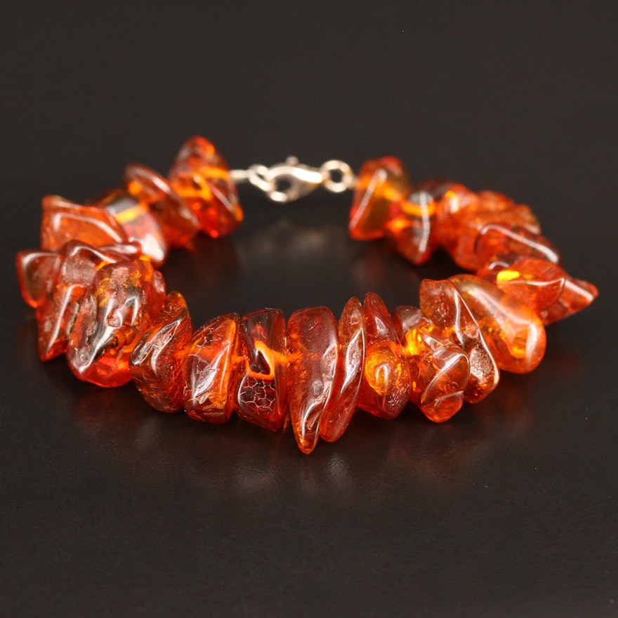 Amber Bracelet with Sterling Silver Clasp