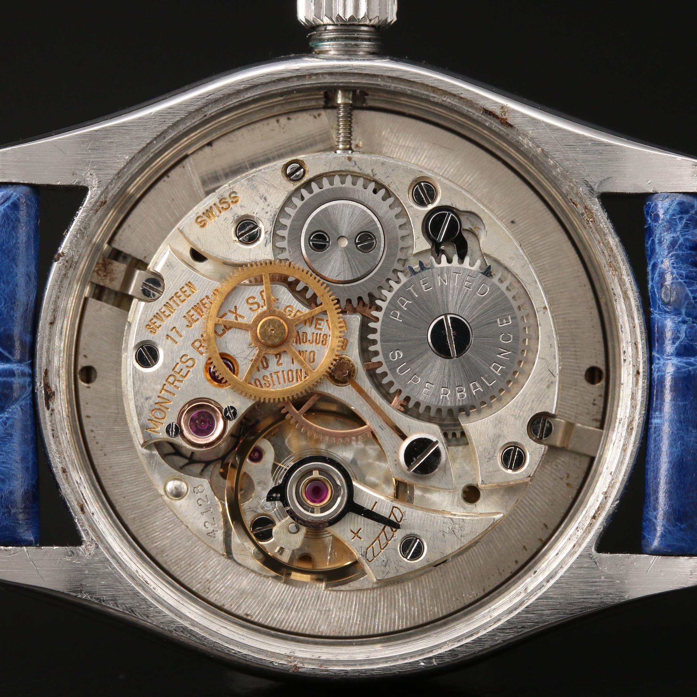 1953 Rolex Oysterdate Honeycomb Dial Stainless Steel Stem Wind Watch