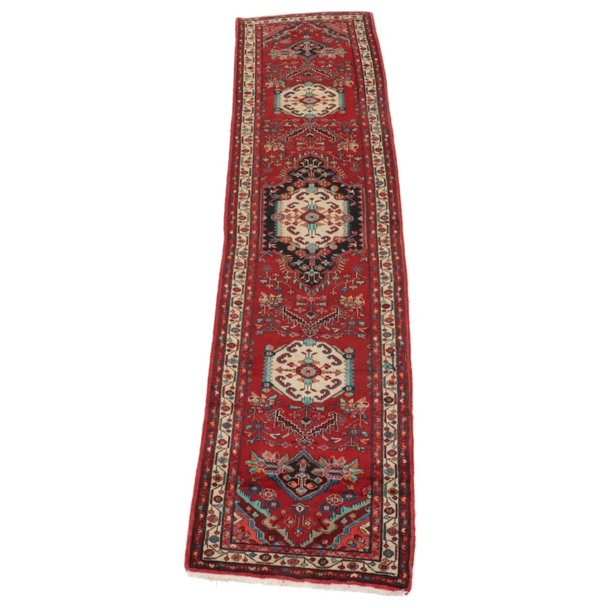3'5 x 13'6 Hand-Knotted Persian Hamadan Long Rug, Mid-Late 20th Century
