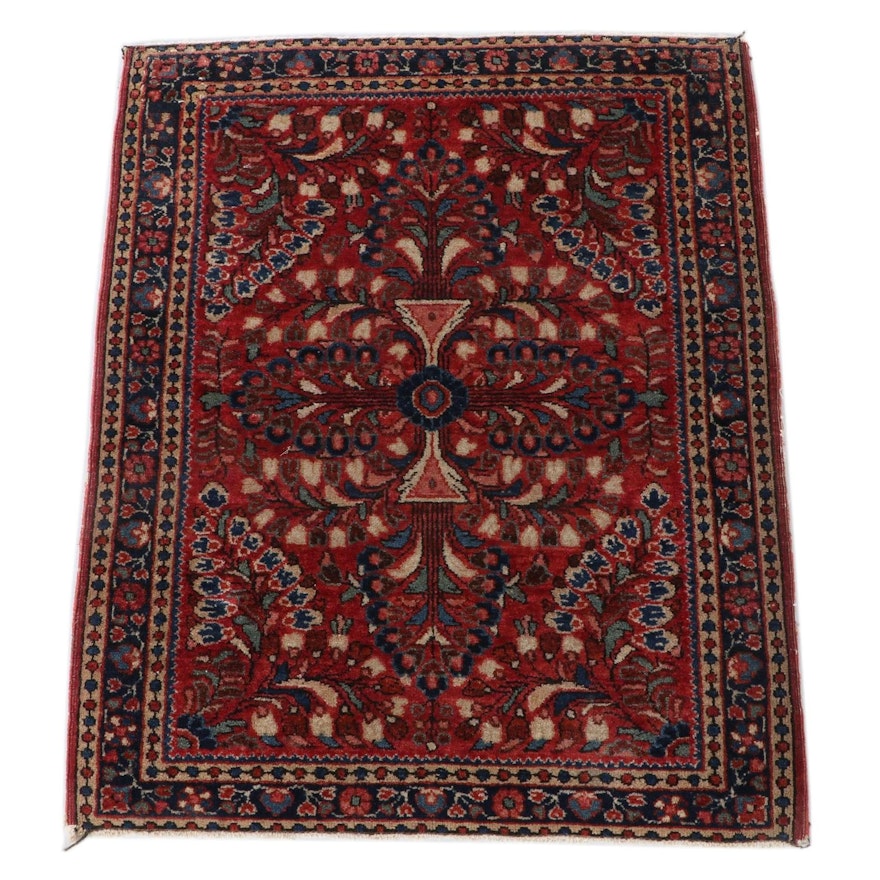1'10 x 2'4 Hand-Knotted Persian Sarouk Wool Accent Rug