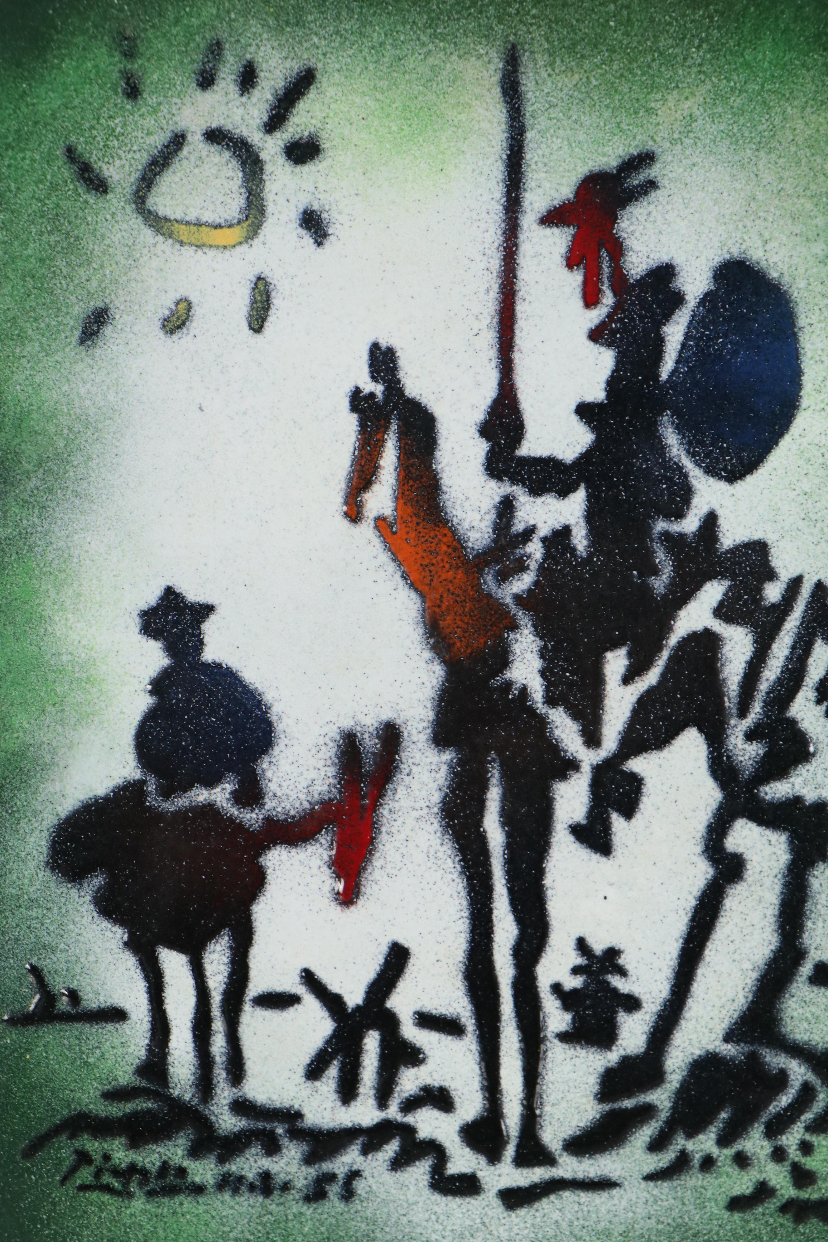 Enamel Painting after Pablo Picasso "Don Quixote," Late 20th Century