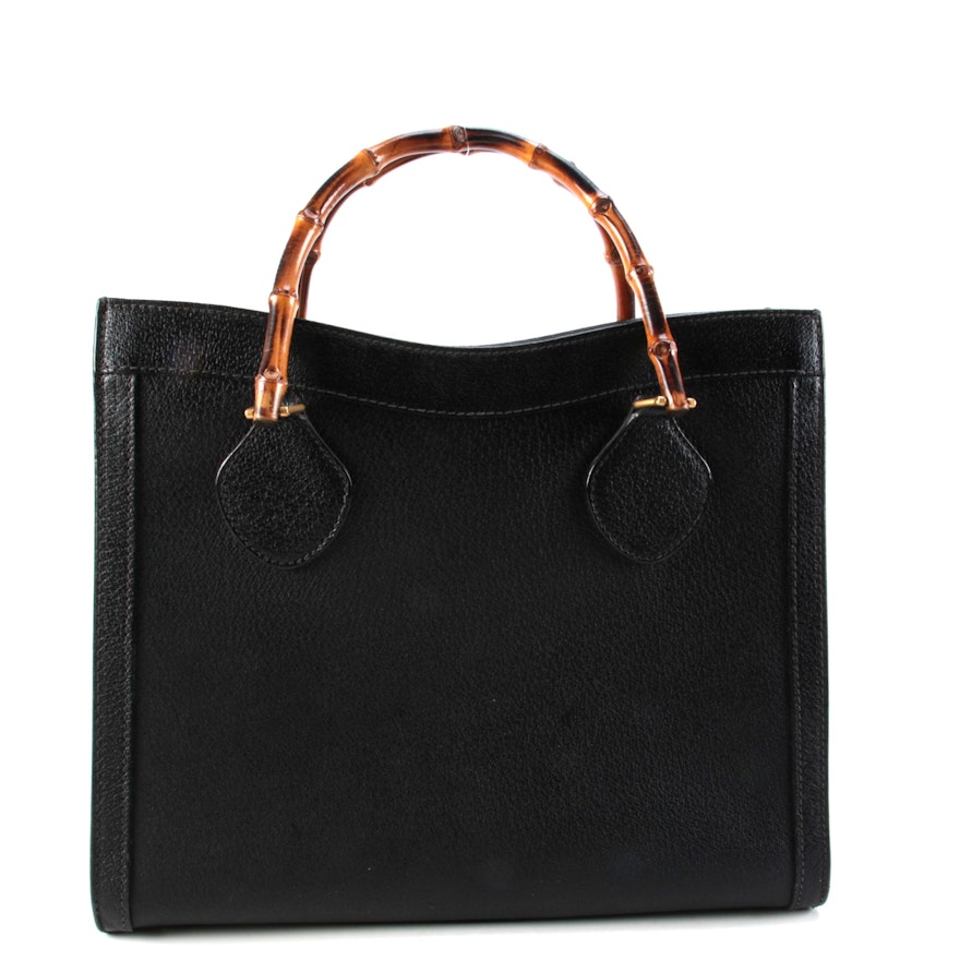 Gucci Bamboo Tote in Black Leather