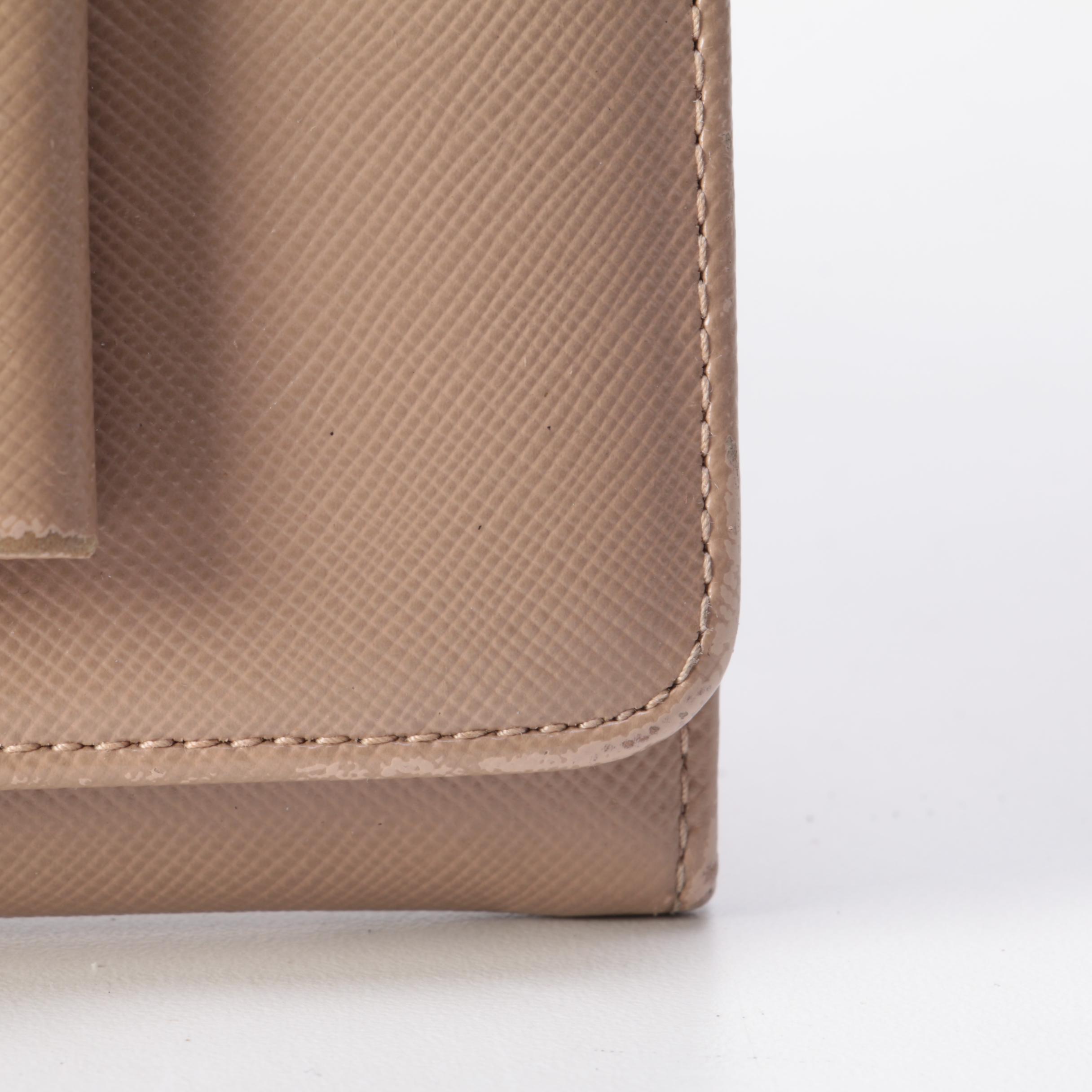 Prada Continental Bow Wallet in Cammeo Saffiano Leather with Box