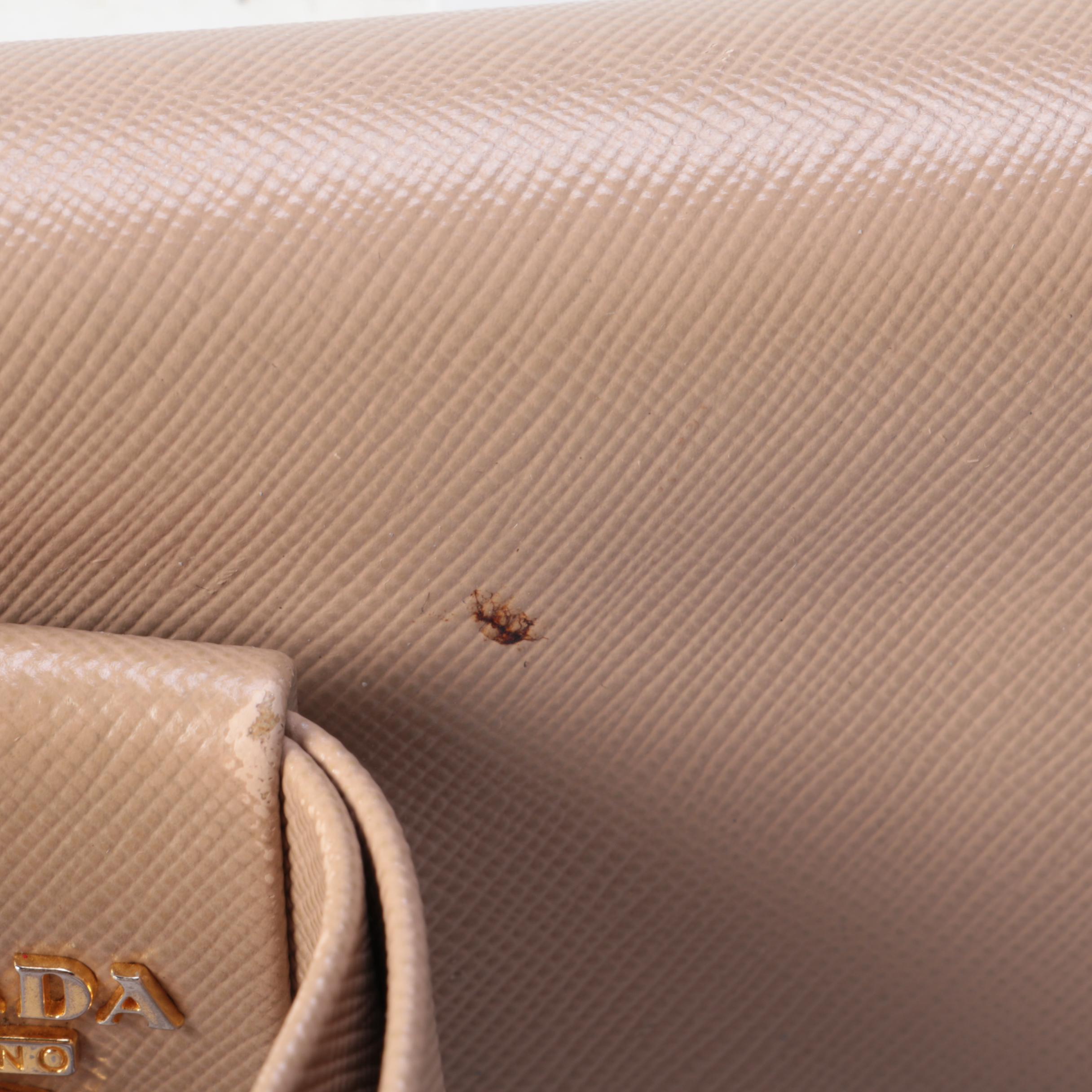 Prada Continental Bow Wallet in Cammeo Saffiano Leather with Box