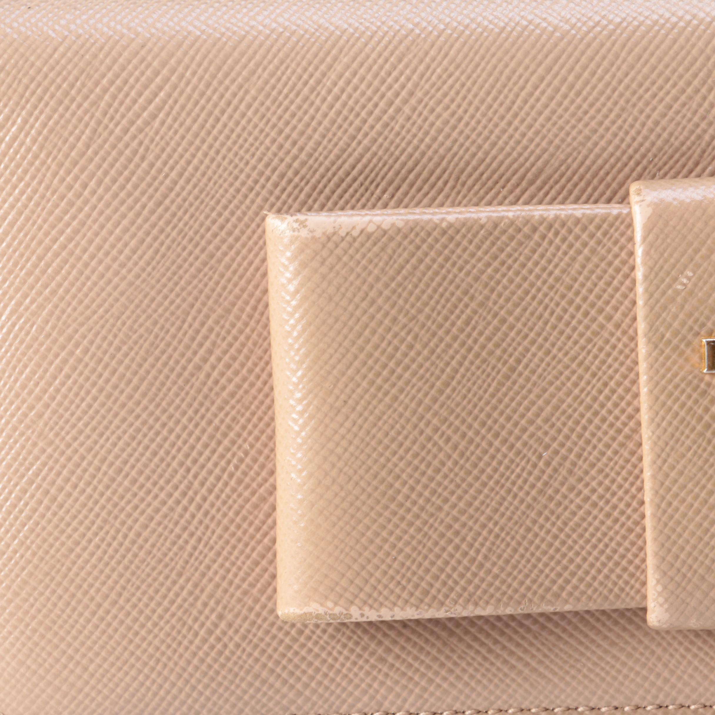 Prada Continental Bow Wallet in Cammeo Saffiano Leather with Box