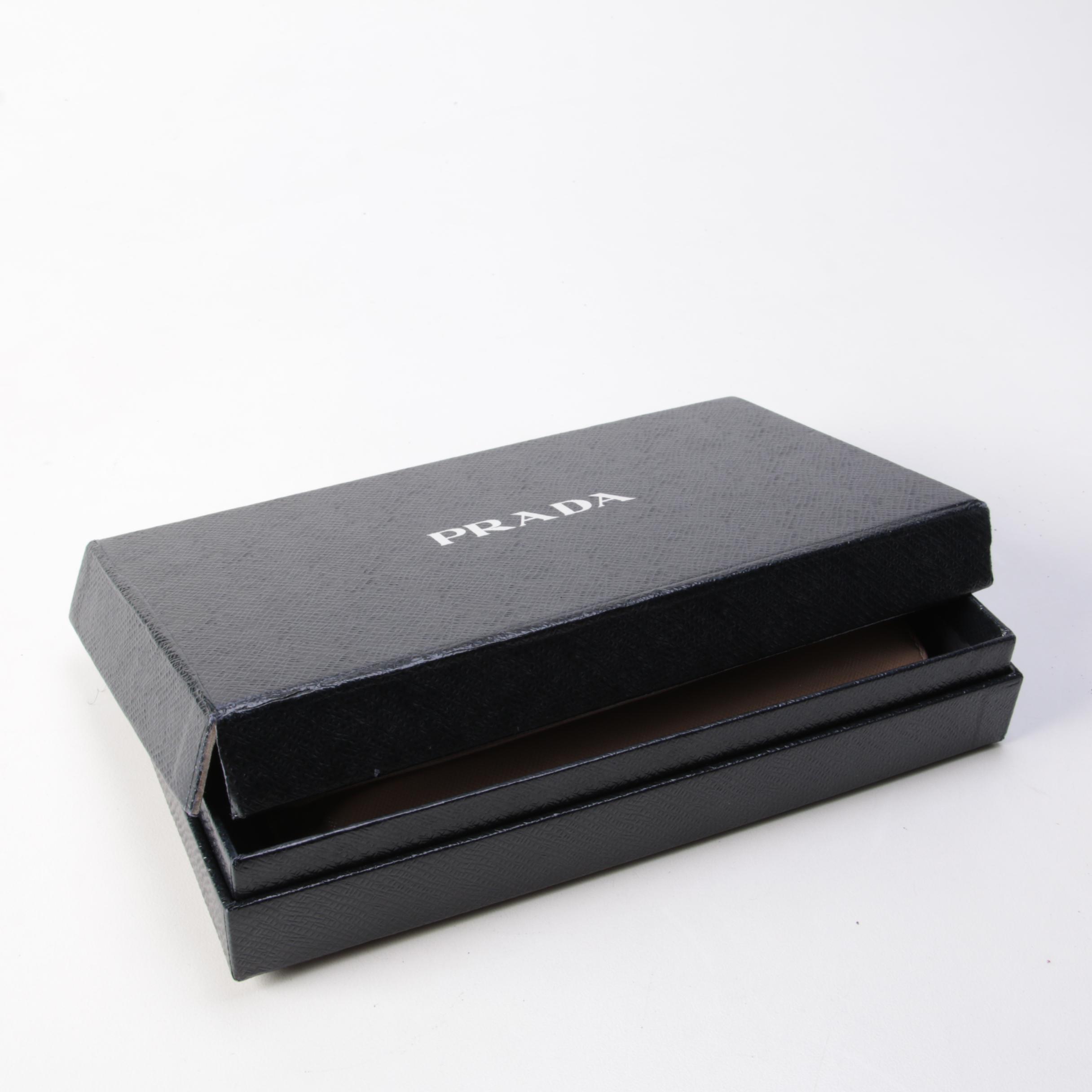 Prada Continental Bow Wallet in Cammeo Saffiano Leather with Box