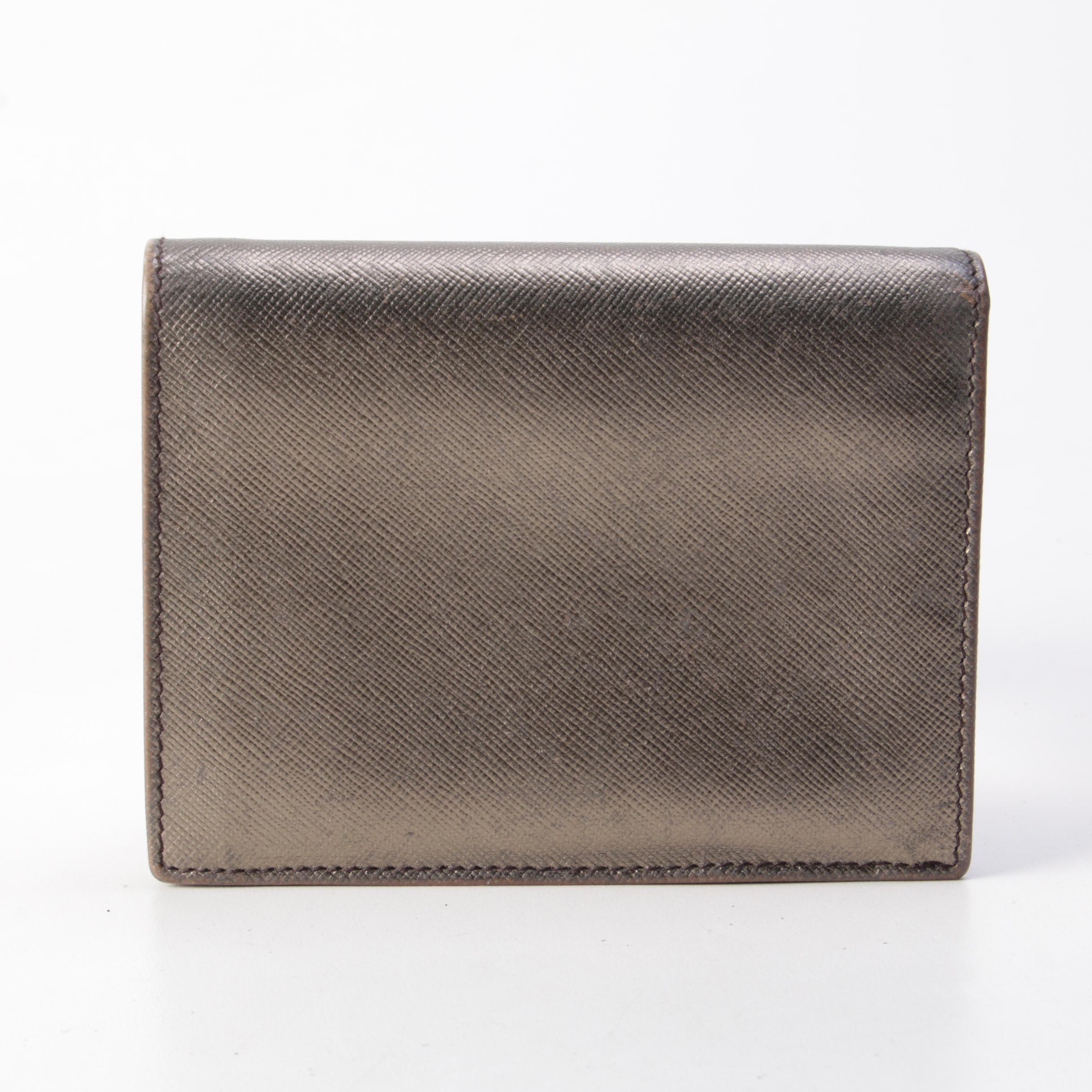 Prada Compact Wallet in Metallic Gold Saffiano Leather