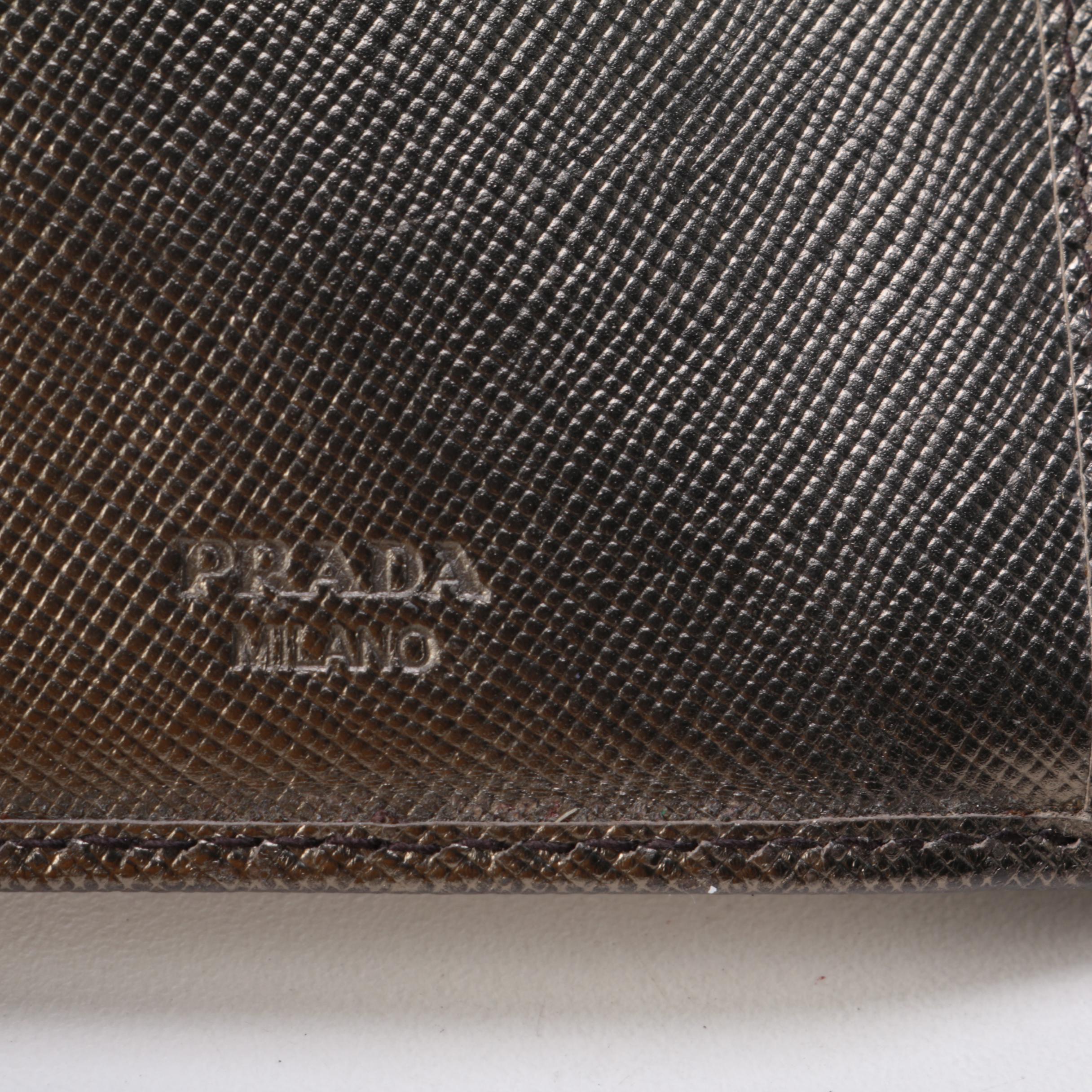 Prada Compact Wallet in Metallic Gold Saffiano Leather