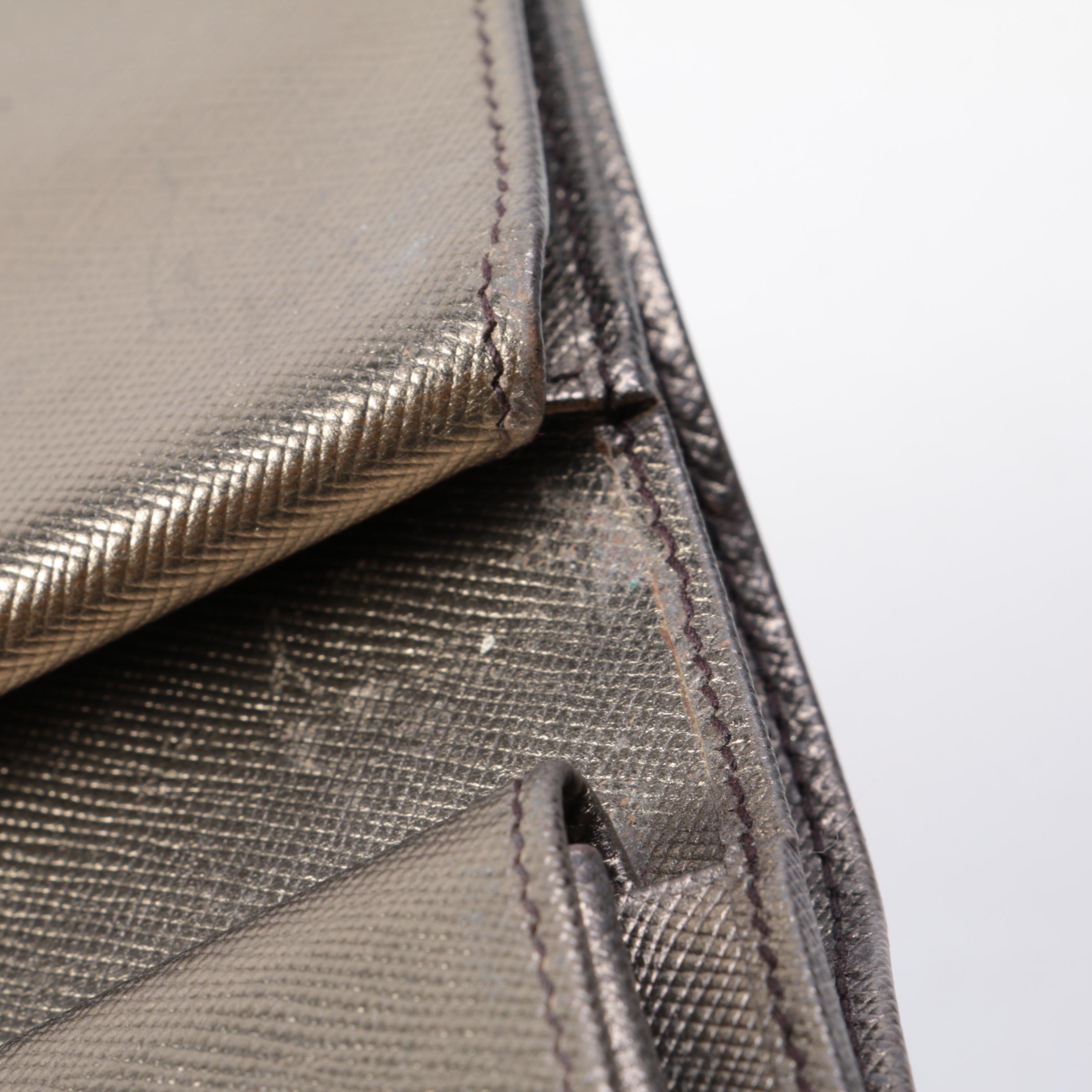 Prada Compact Wallet in Metallic Gold Saffiano Leather